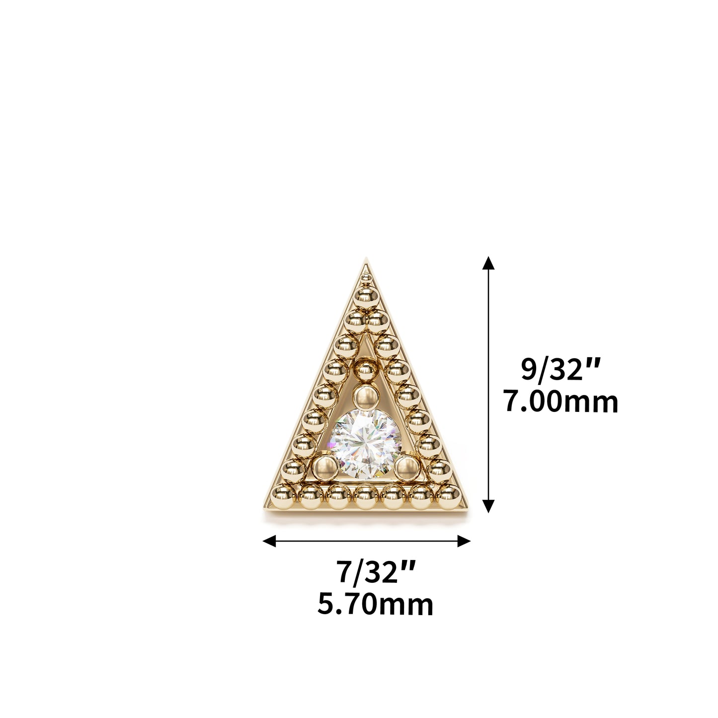 14K Gold Diamond Granule Triangle Threadless End