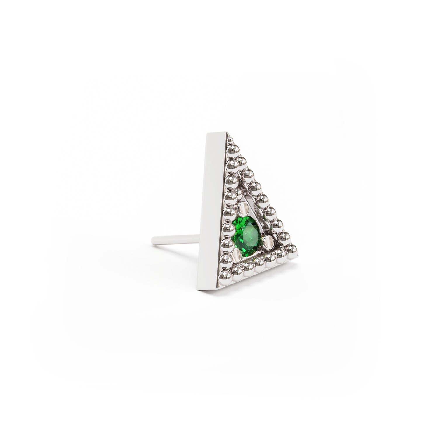 14K Gold Emerald Granule Triangle Threadless End