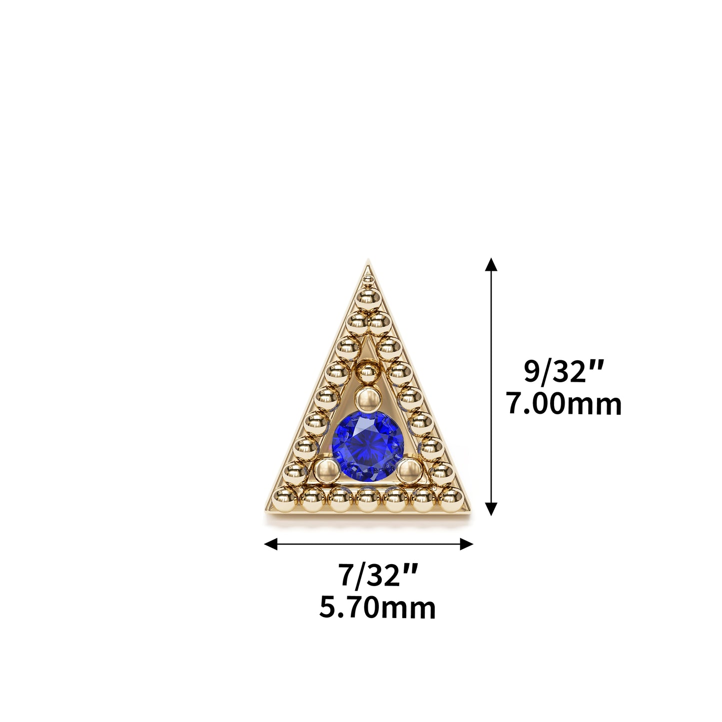 14K Gold Sapphire Granule Triangle Threadless End