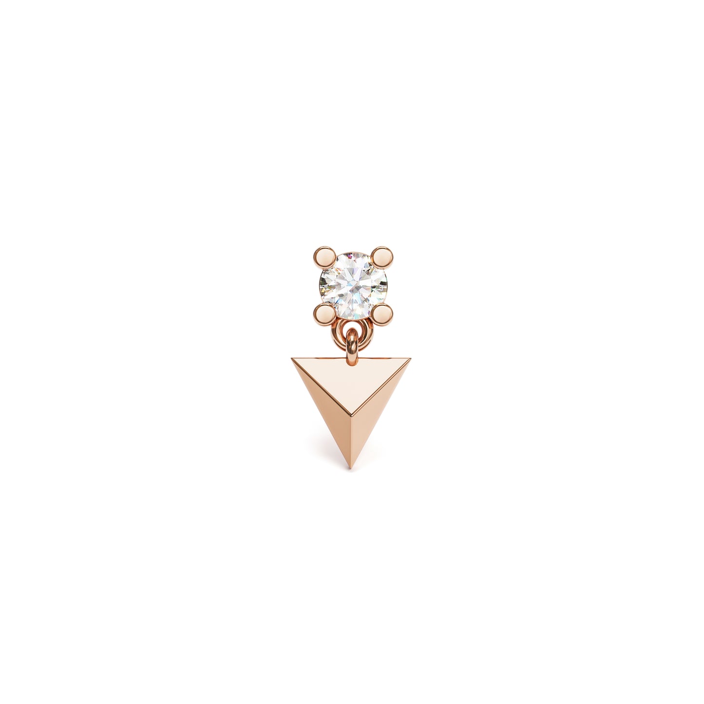 14K Gold Diamond Pyramid Dangle Threadless End