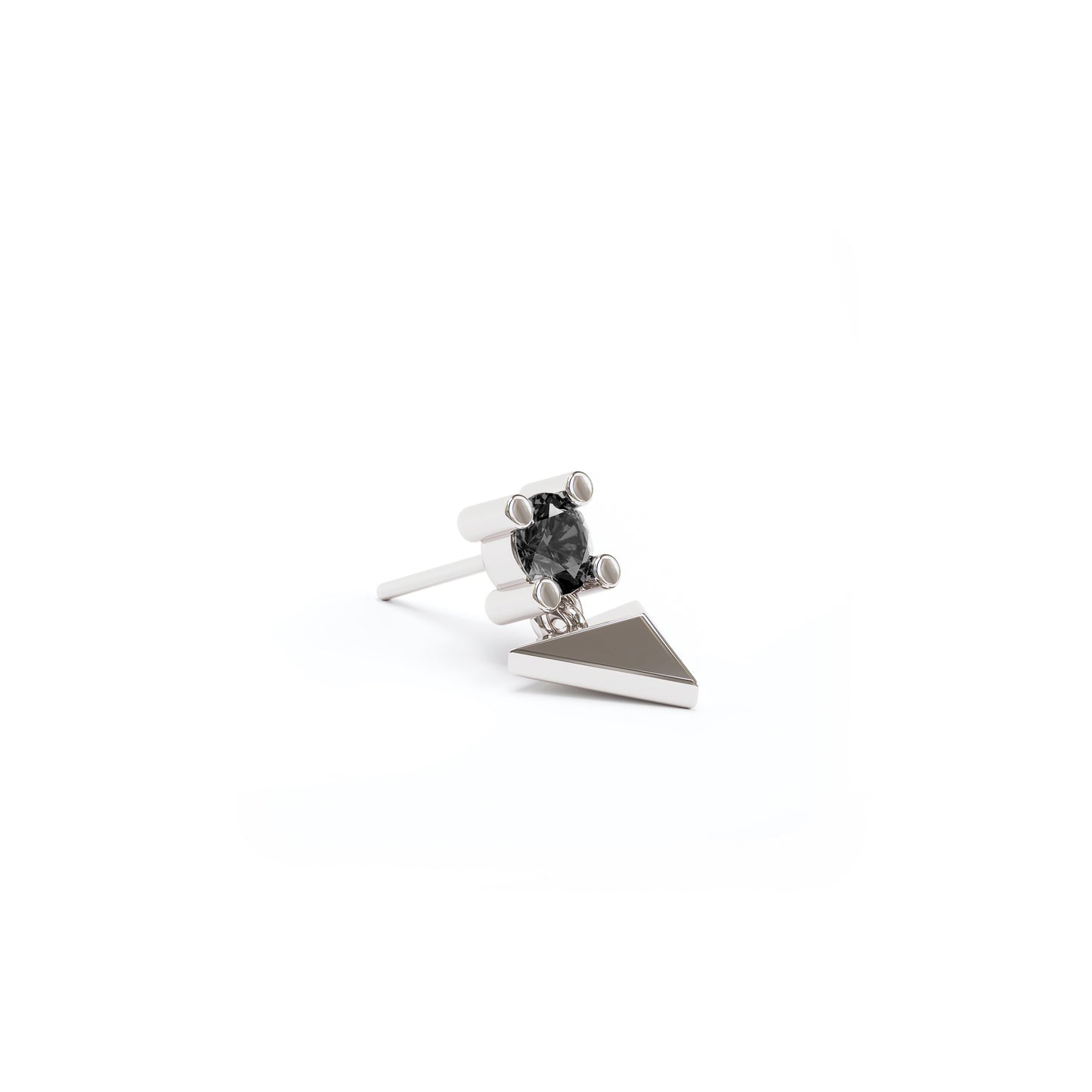 14K Gold Black Diamond Pyramid Dangle Threadless End