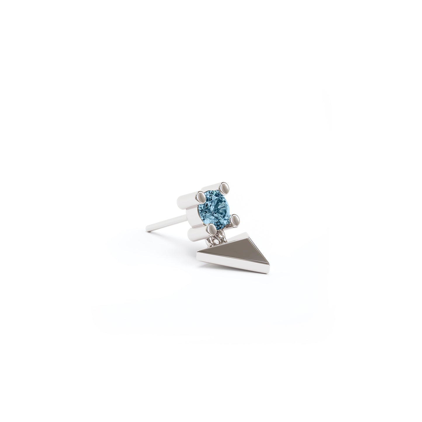 14K Gold Blue Topaz Pyramid Dangle Threadless End