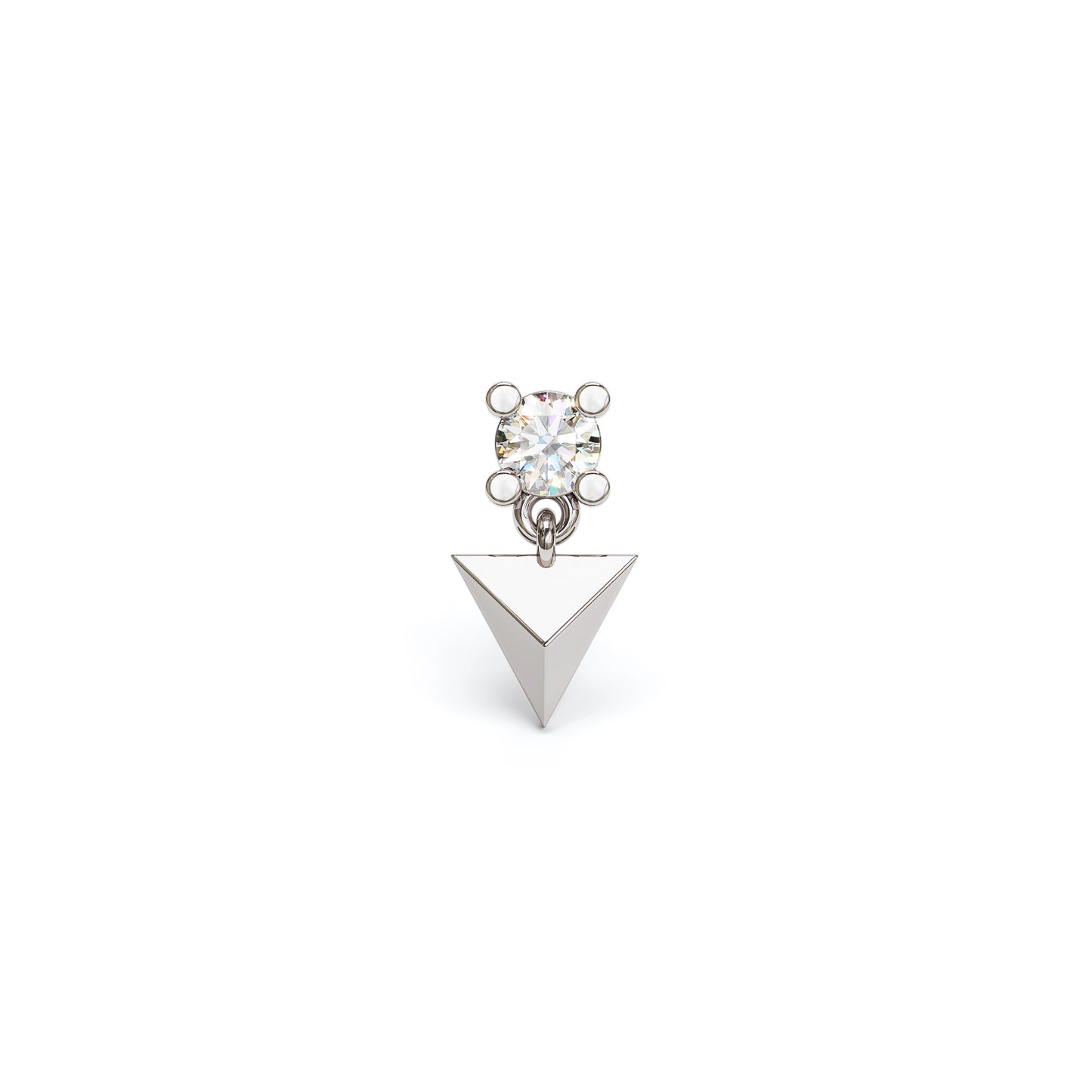14K Gold Diamond Pyramid Dangle Threadless End