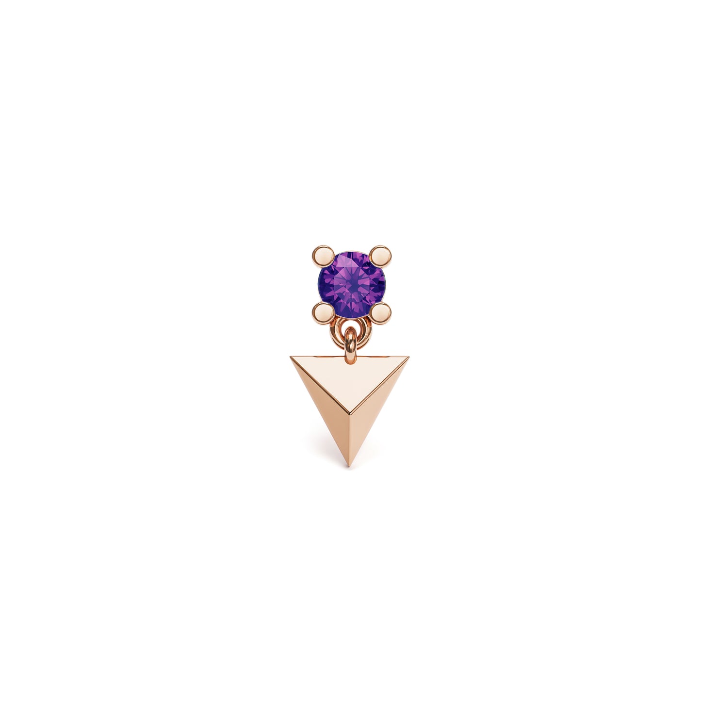 14K Gold Amethyst Pyramid Dangle Threadless End