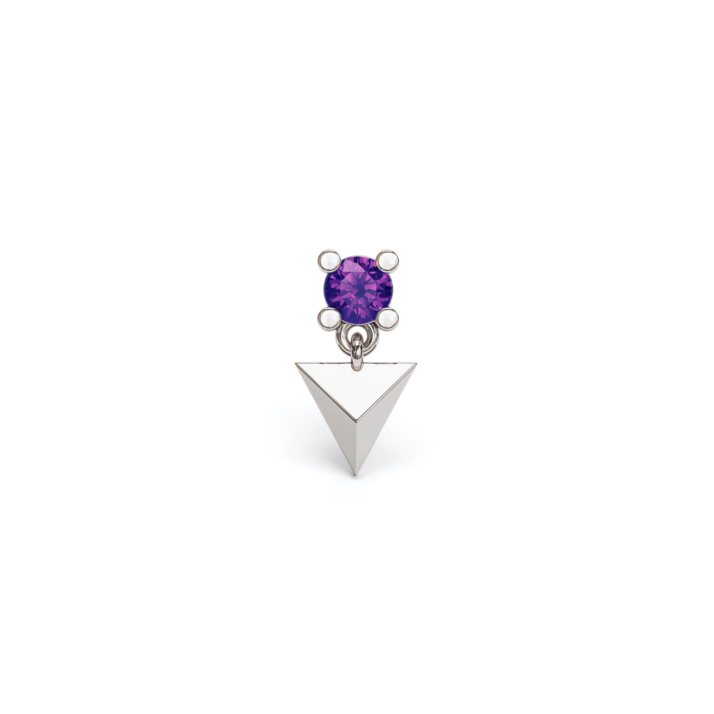14K Gold Amethyst Pyramid Dangle Threadless End