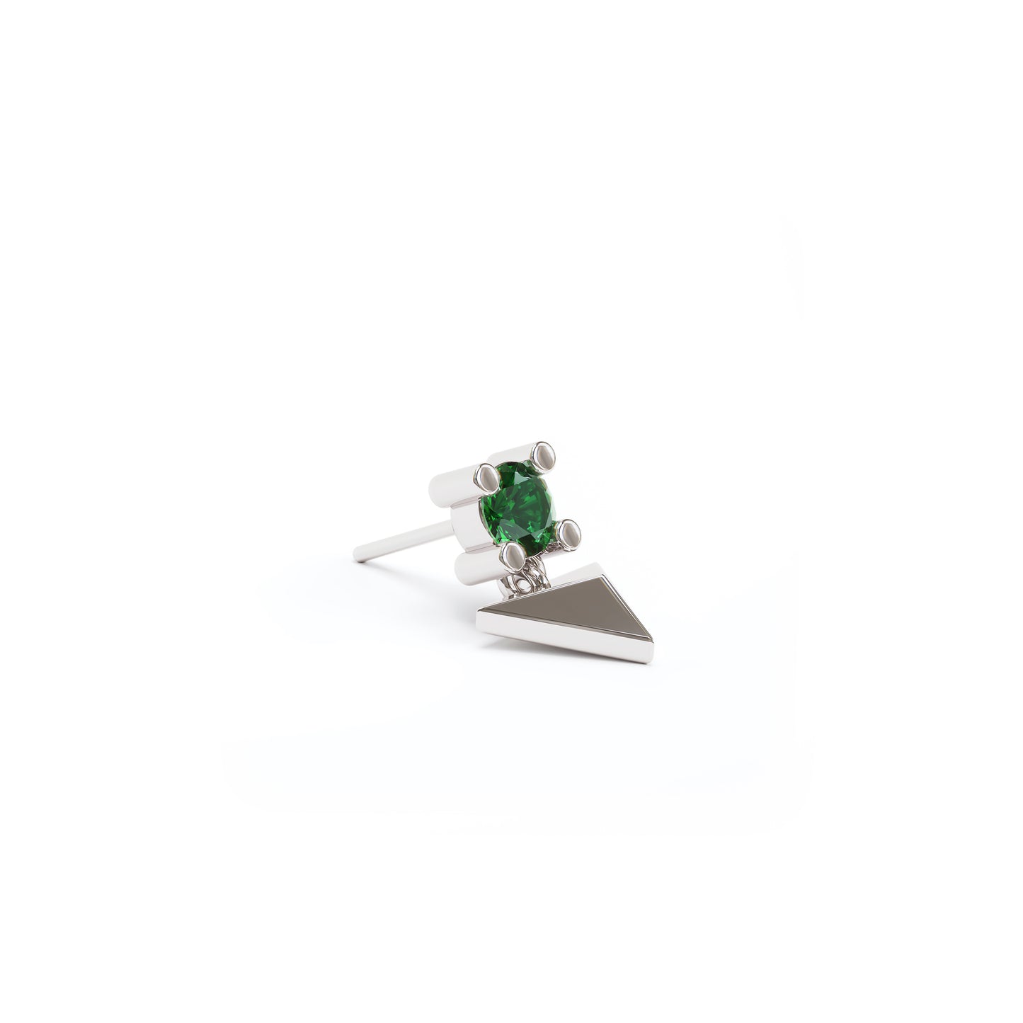 14K Gold Emerald Pyramid Dangle Threadless End