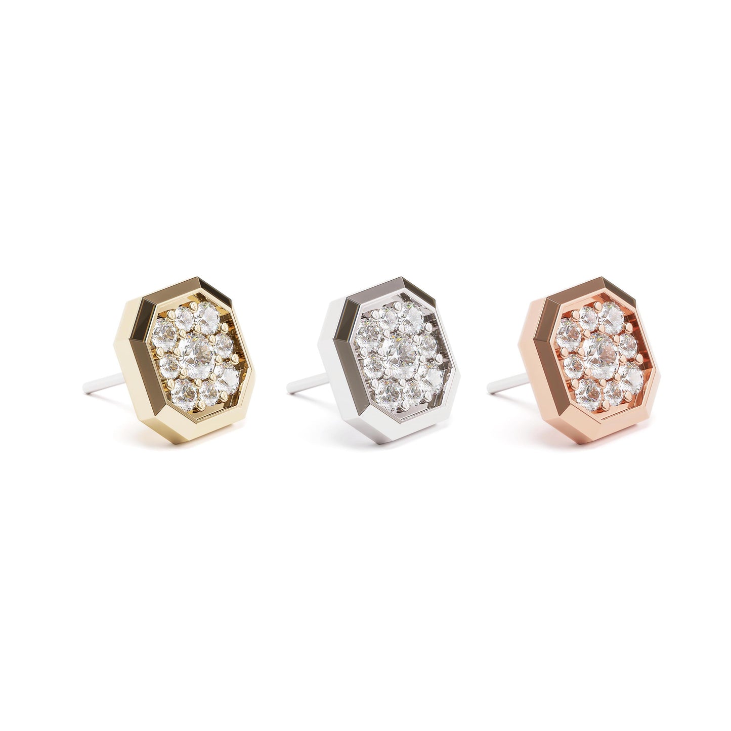 14K Gold Diamond Octagon Threadless End