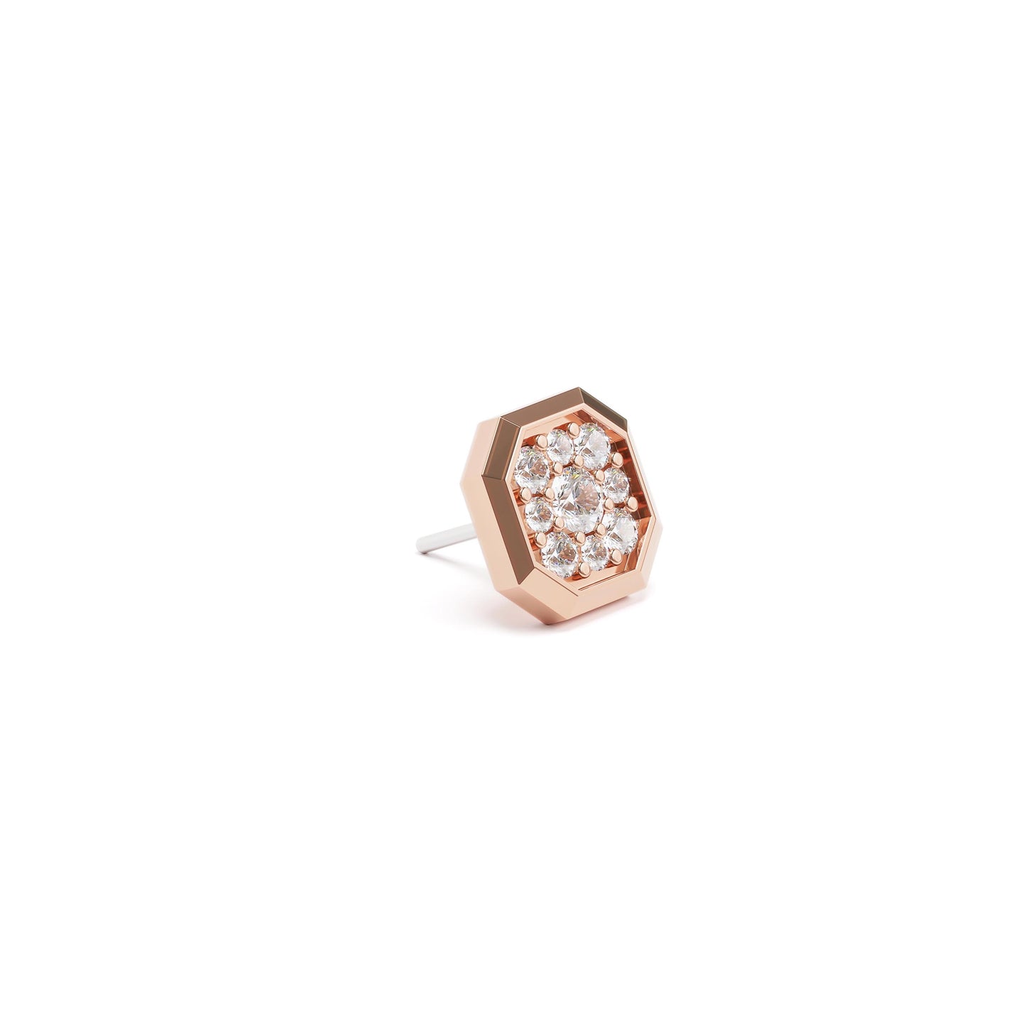 14K Gold Diamond Octagon Threadless End