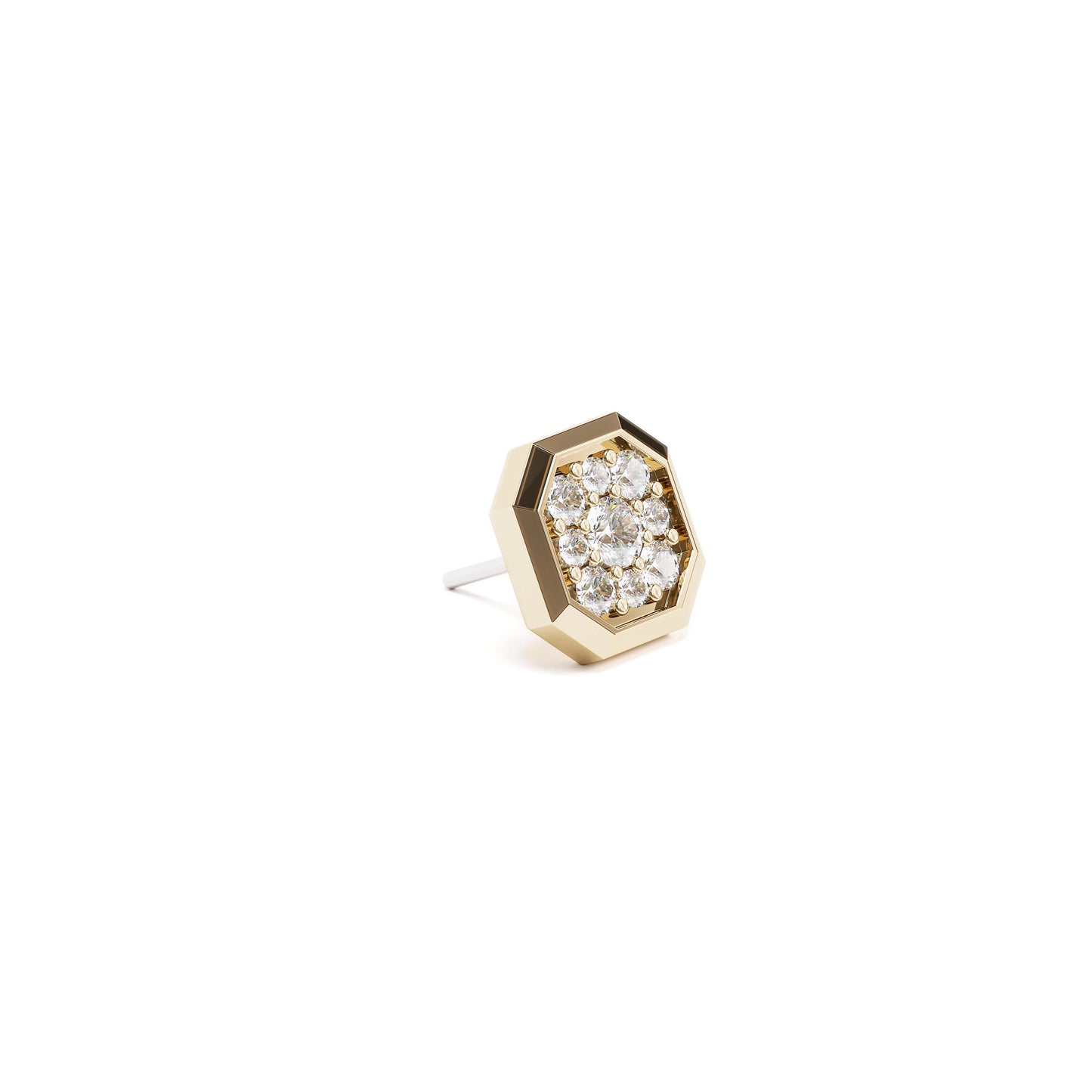 14K Gold Diamond Octagon Threadless End
