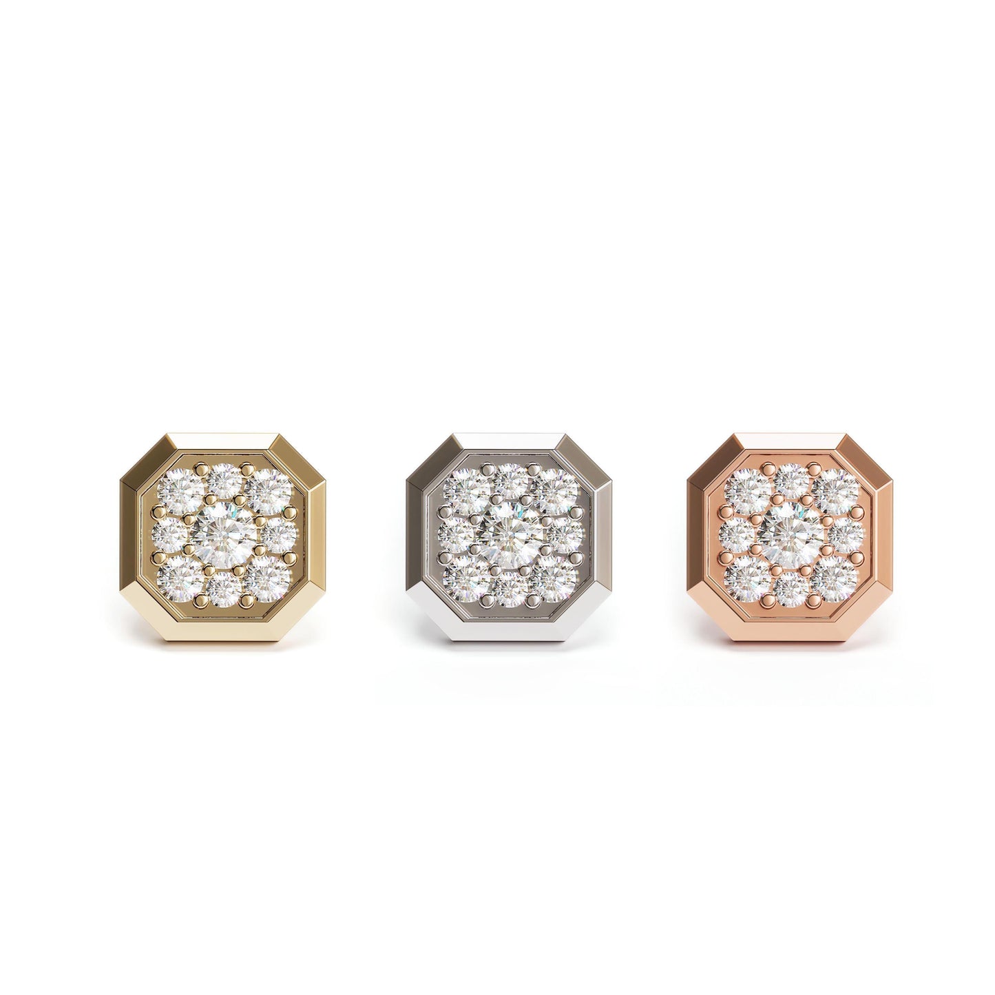 14K Gold Diamond Octagon Threadless End