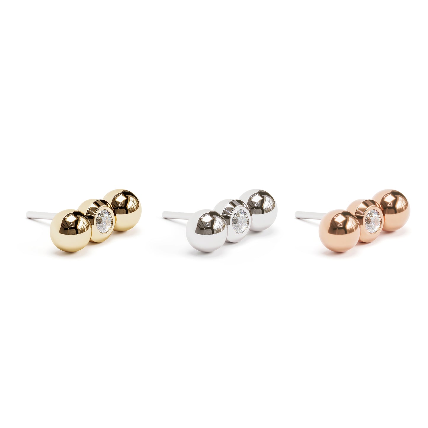 14K Gold Tiny Diamond Climber Threadless End