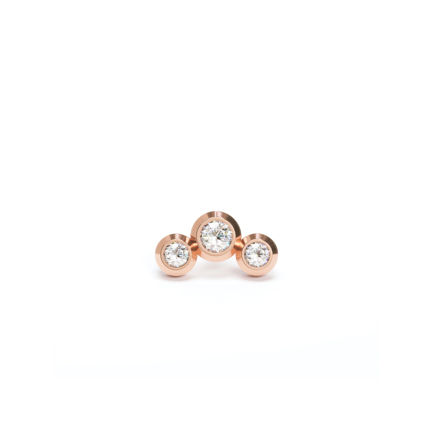 14K Gold Trio Diamond Curved Threadless End