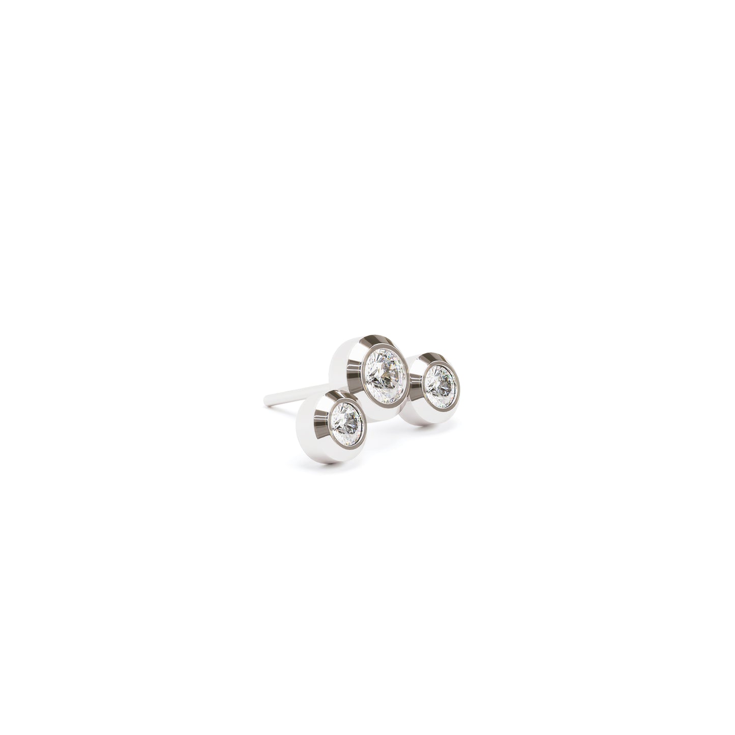 14K Gold Trio Diamond Curved Threadless End