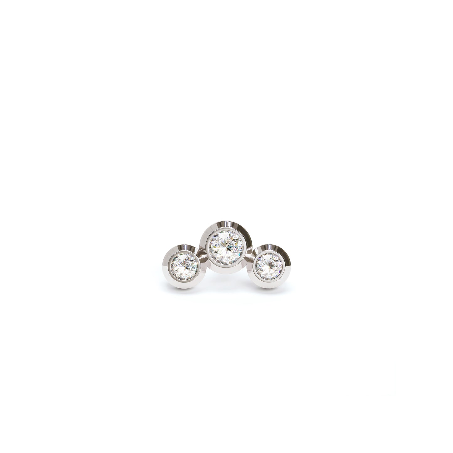 14K Gold Trio Diamond Curved Threadless End