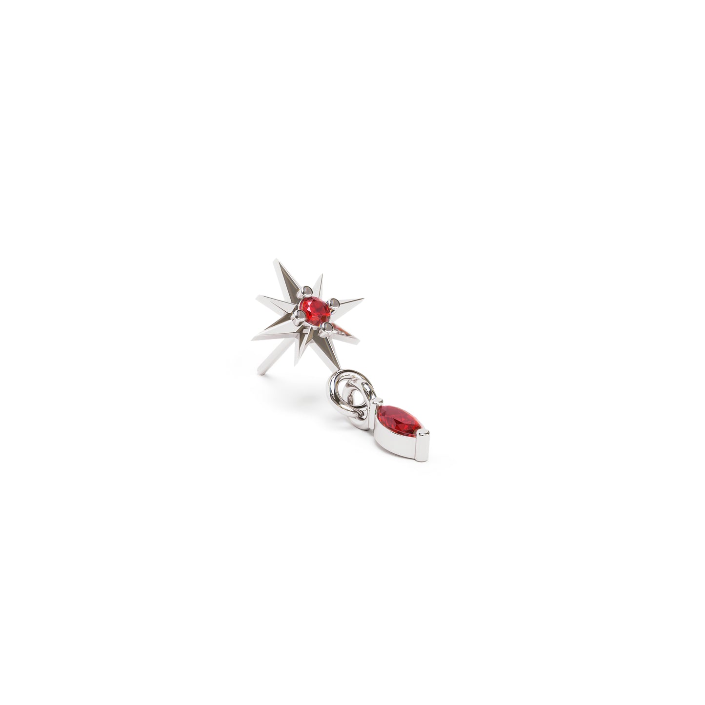 14K Gold Marquise Ruby Starburst Dangle Threadless End