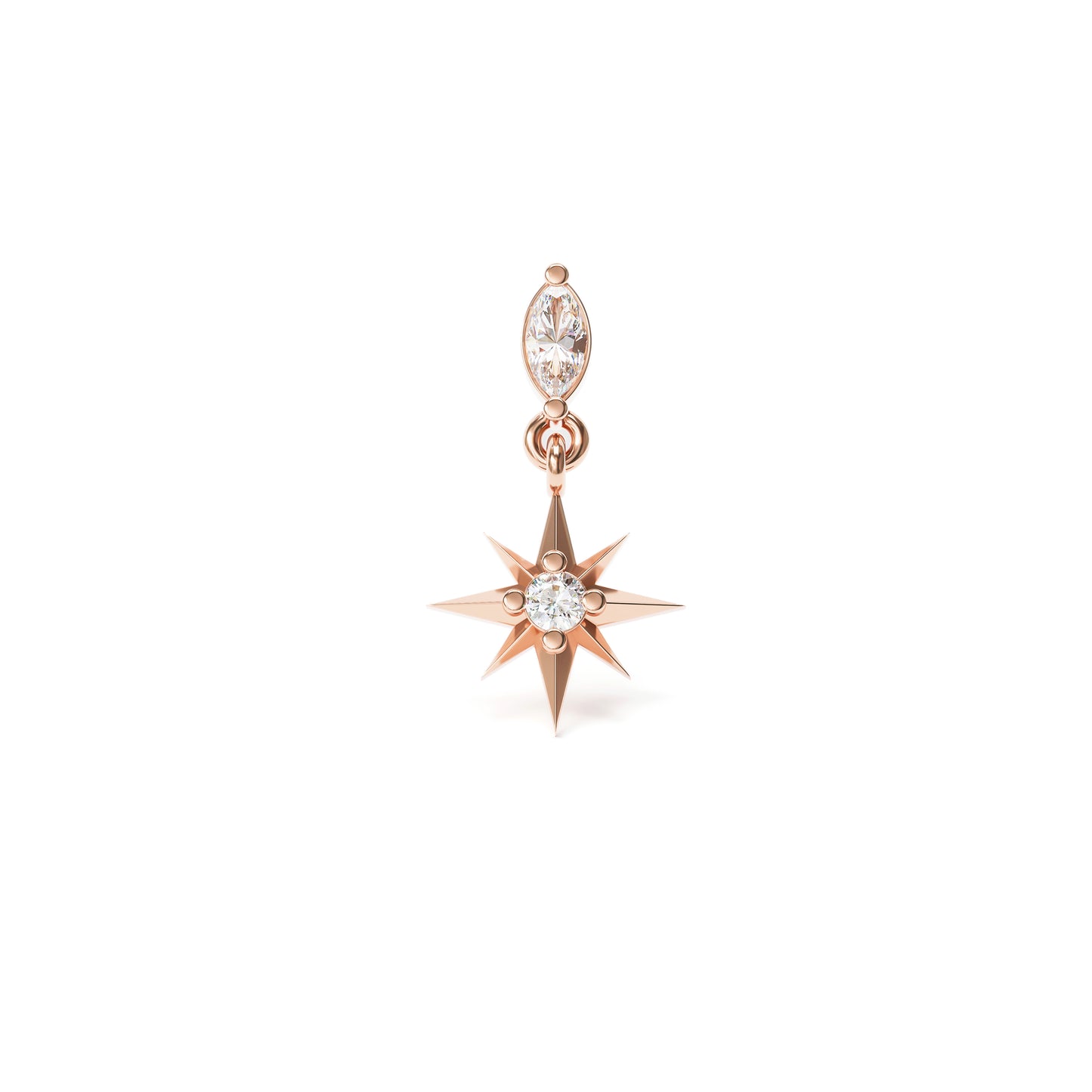 14K Gold Diamond Starburst Dangle Threadless End