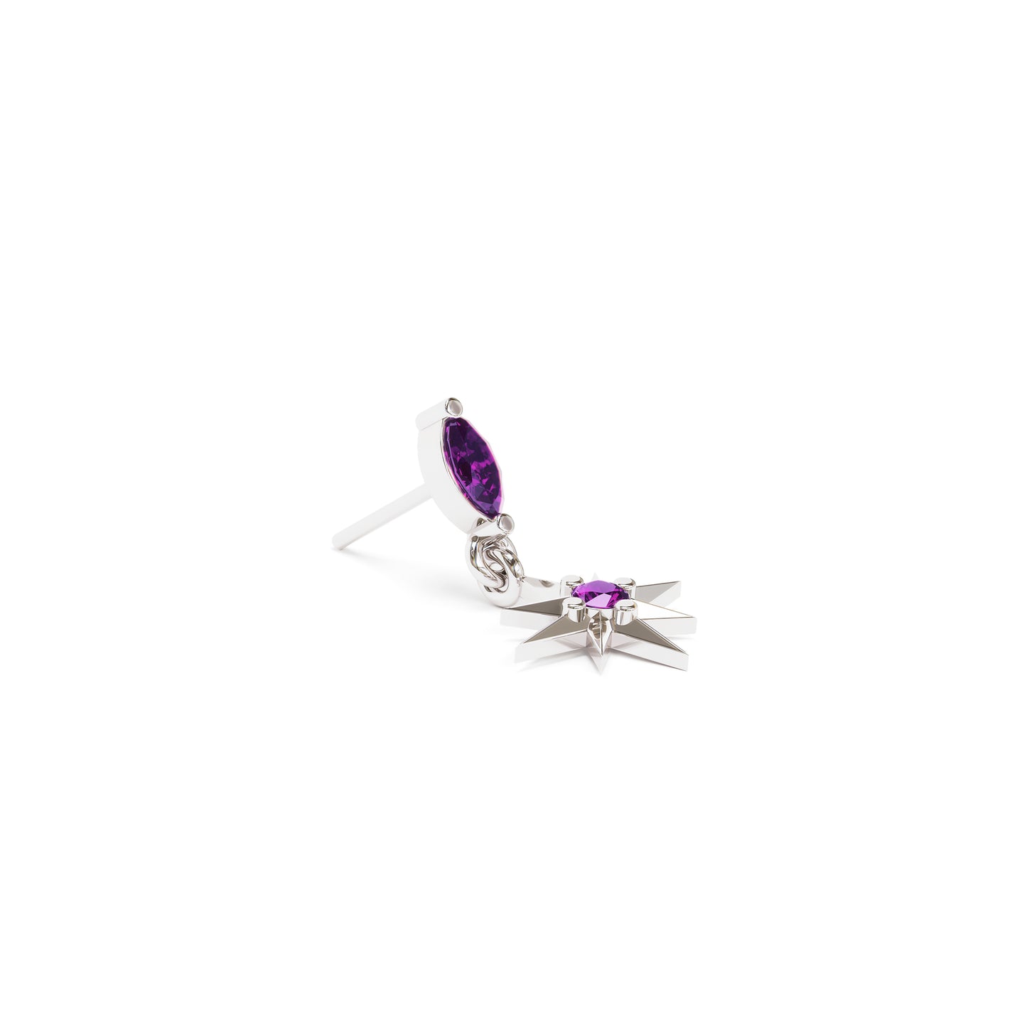 14K Gold Amethyst Starburst Dangle Threadless End