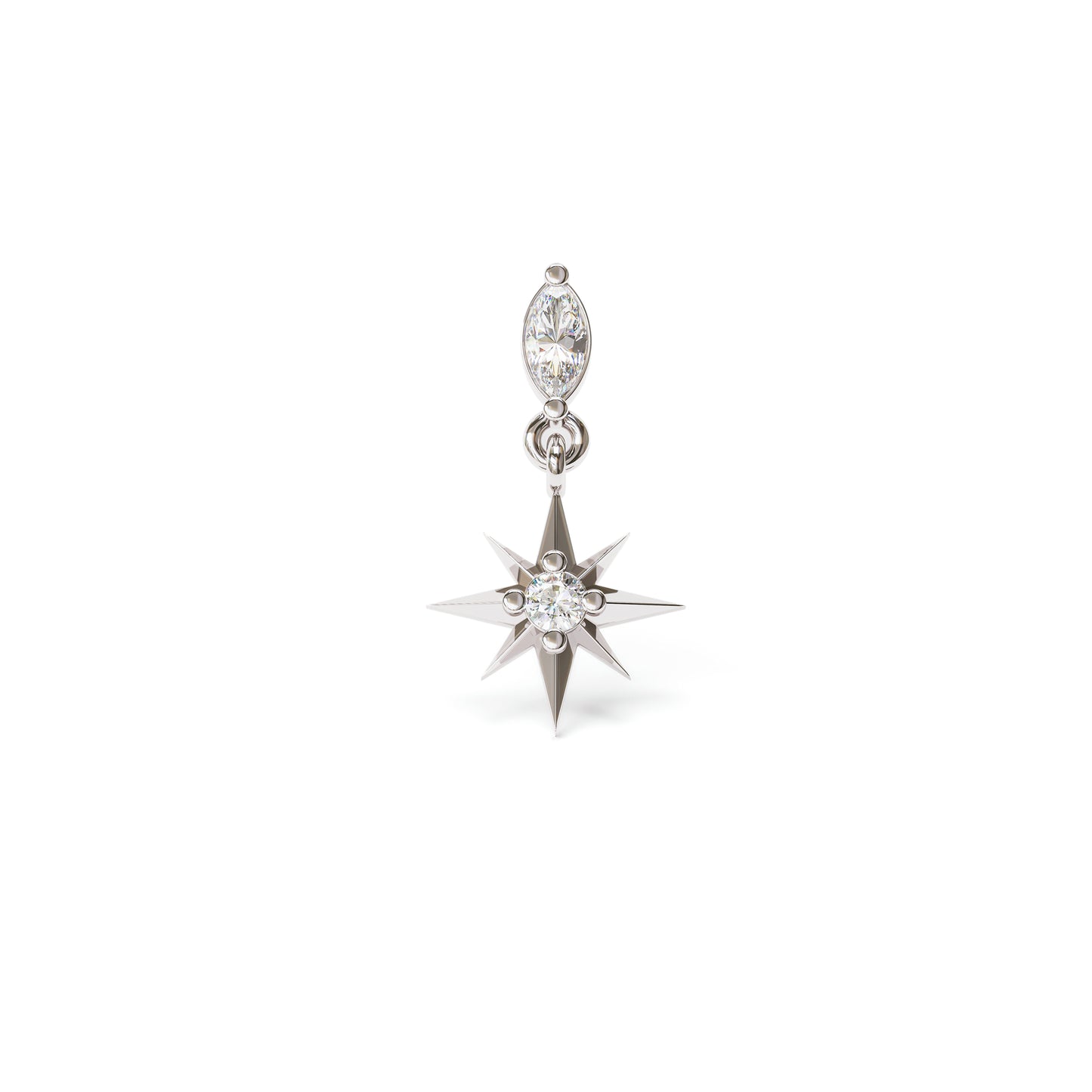 14K Gold Diamond Starburst Dangle Threadless End