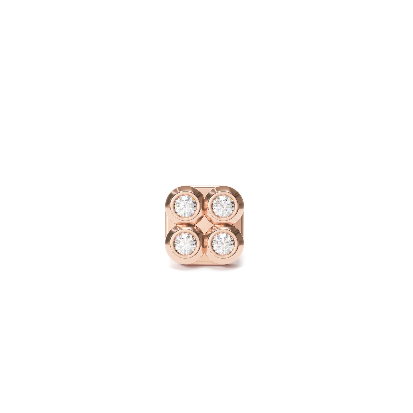 14K Gold Diamond Puffed Square Threadless End