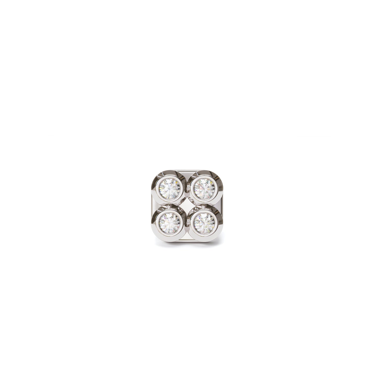 14K Gold Diamond Puffed Square Threadless End