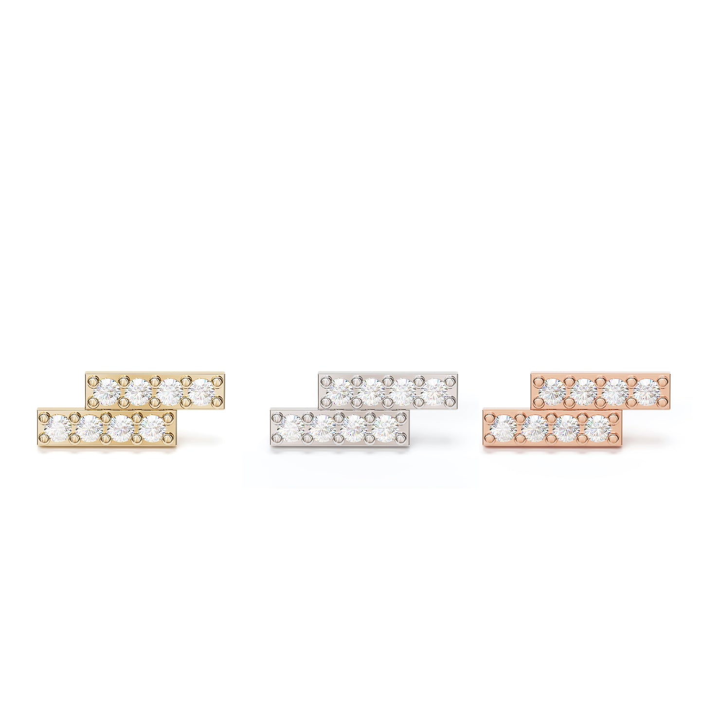 14K Gold Pavé Diamond Bar Threadless End