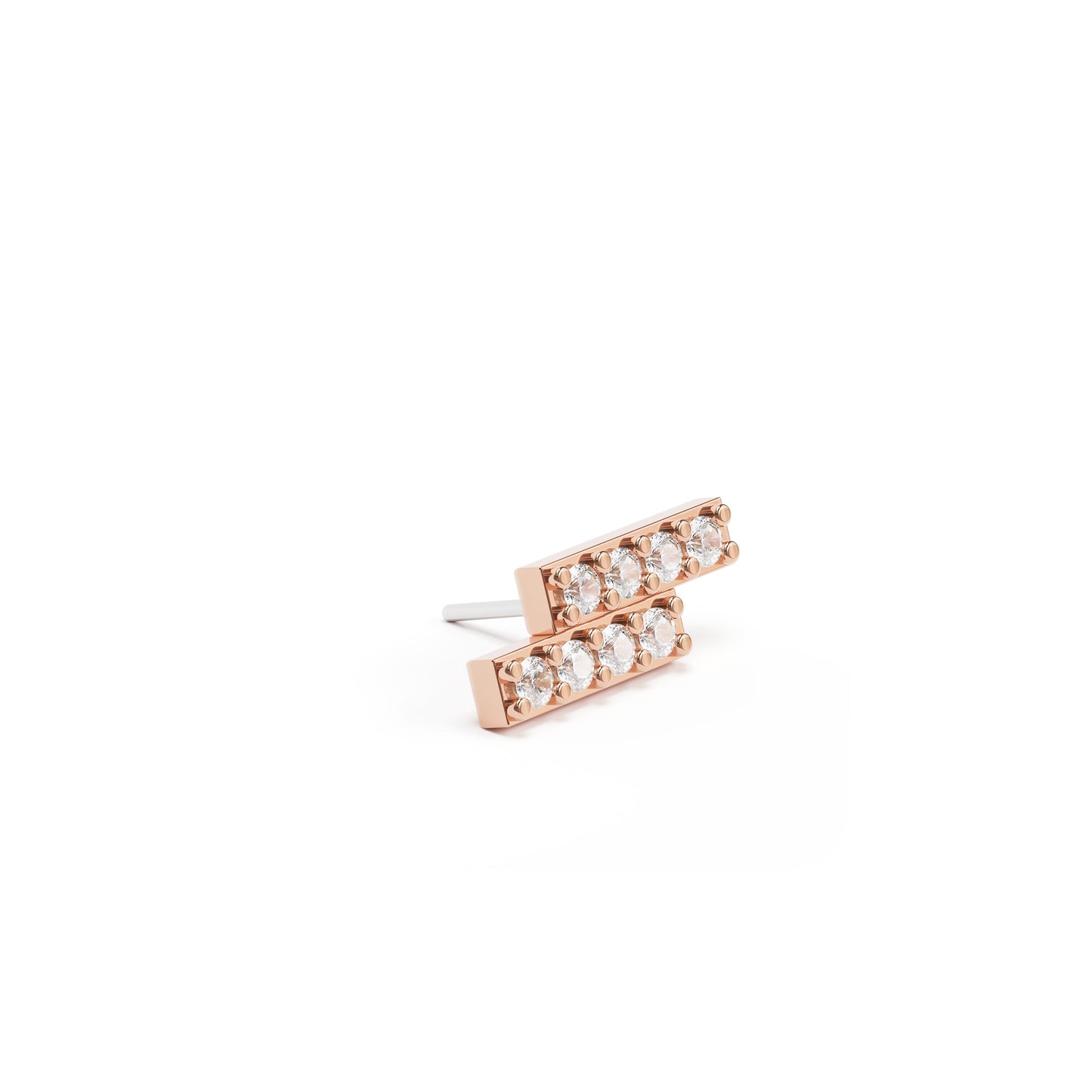 14K Gold Pavé Diamond Bar Threadless End