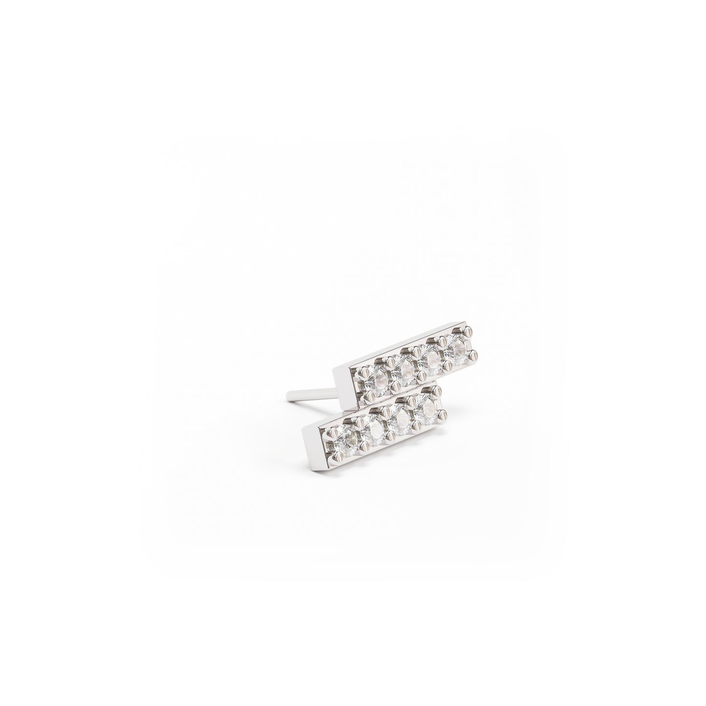 14K Gold Pavé Diamond Bar Threadless End