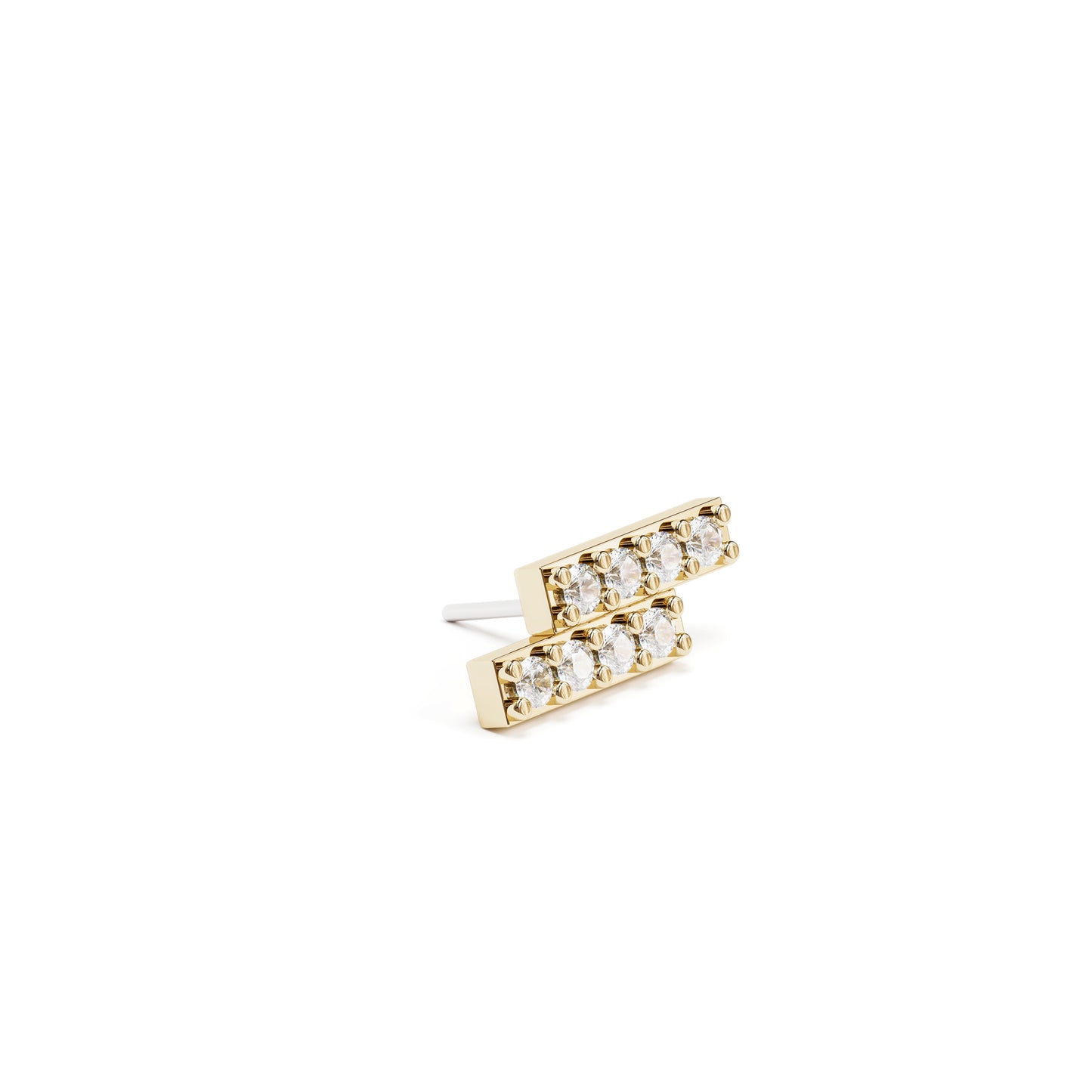 14K Gold Pavé Diamond Bar Threadless End