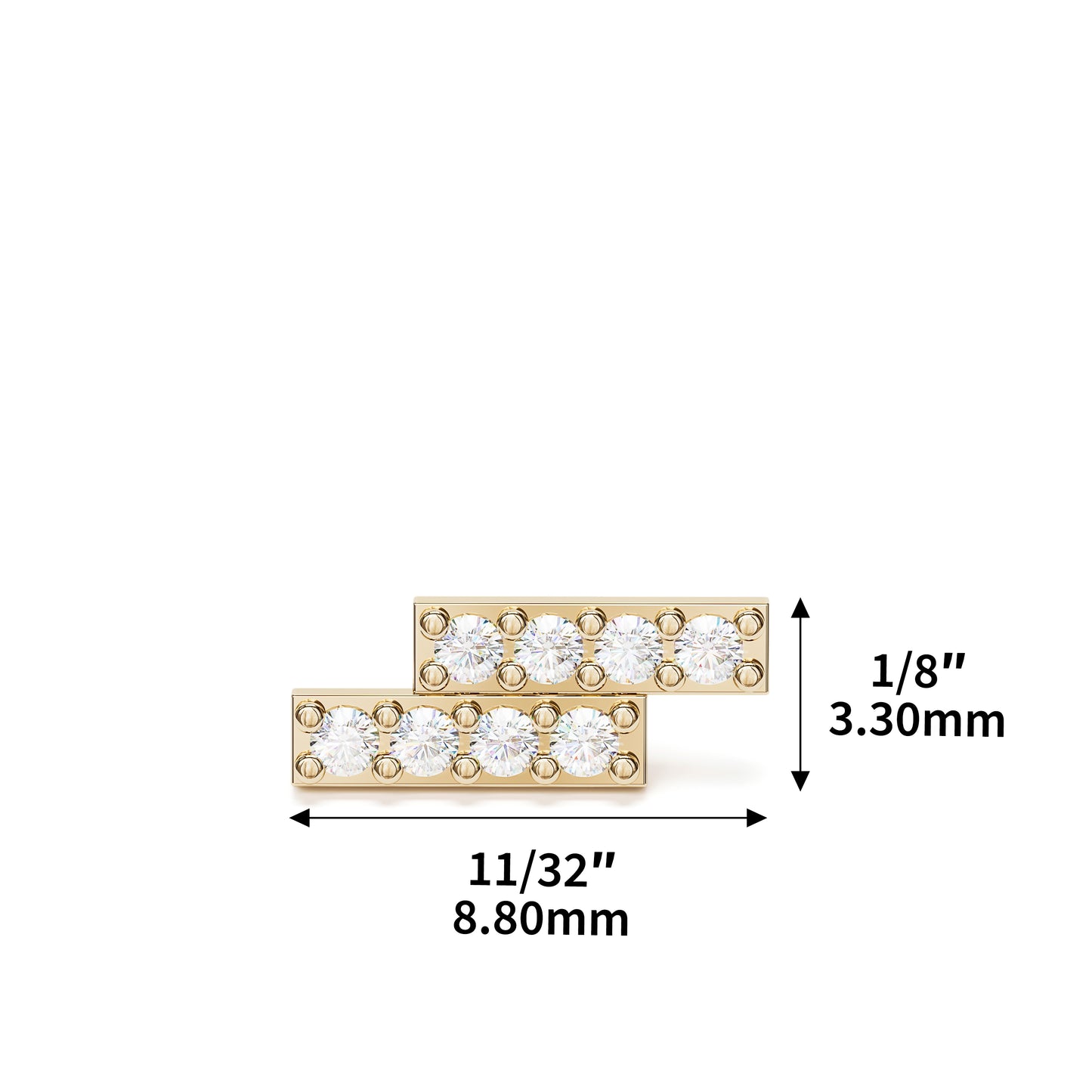 14K Gold Pavé Diamond Bar Threadless End