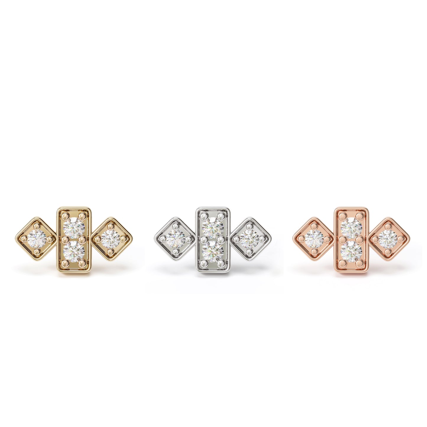 14K Gold Diamond Geometric Threadless End