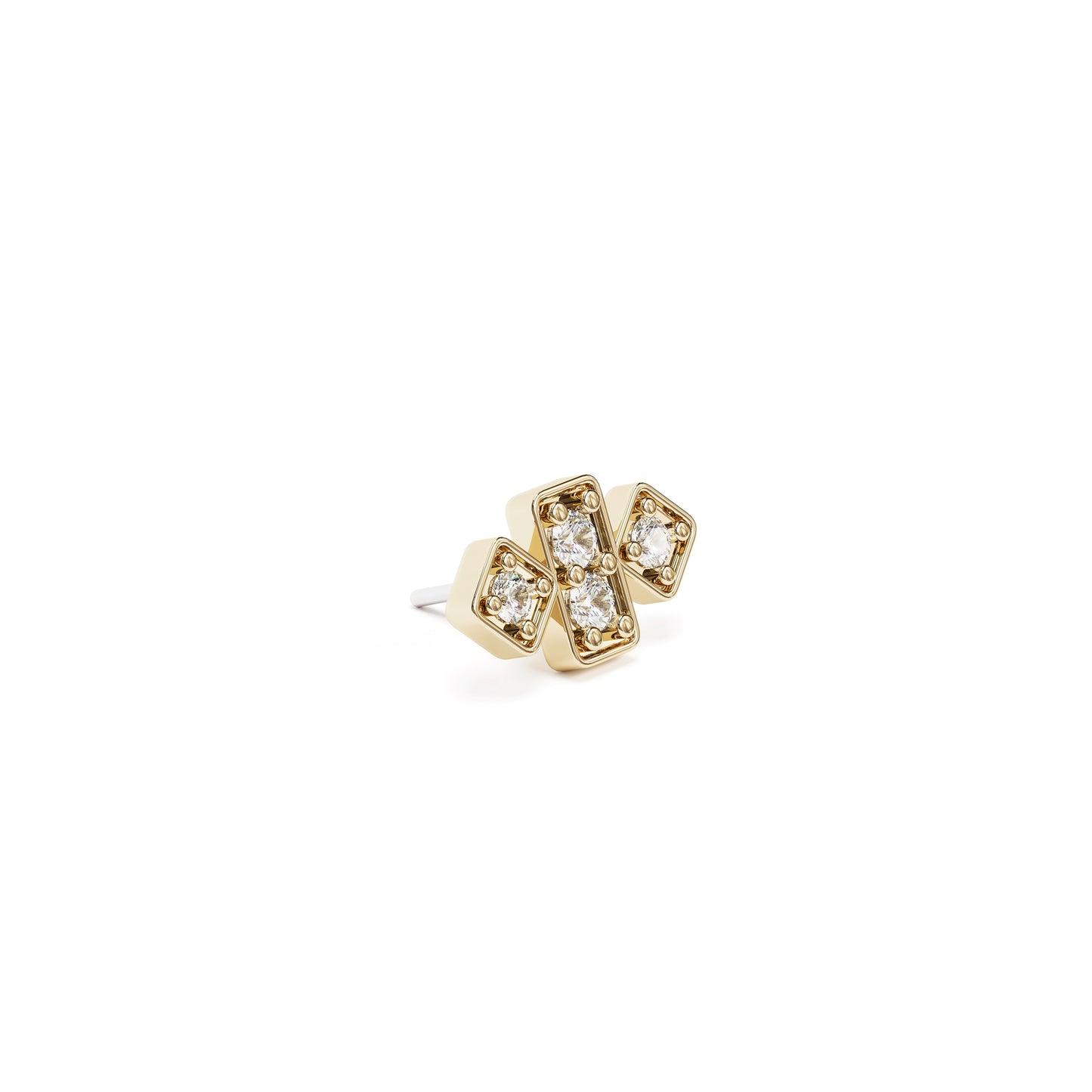 14K Gold Diamond Geometric Threadless End