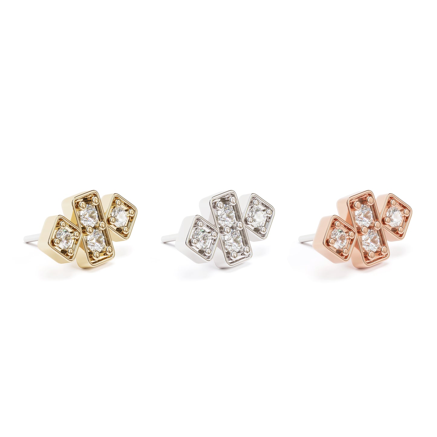 14K Gold Diamond Geometric Threadless End