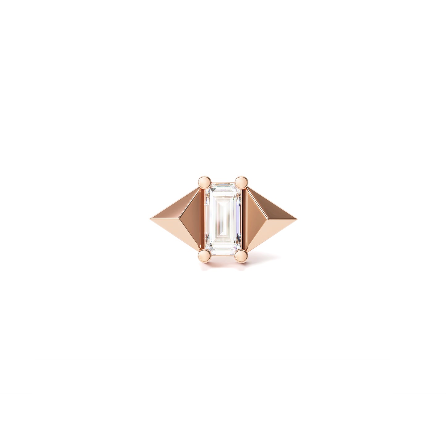 14K Gold Baguette Diamond Pyramid Threadless End