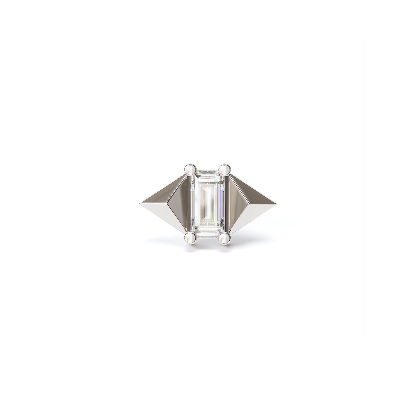 14K Gold Baguette Diamond Pyramid Threadless End