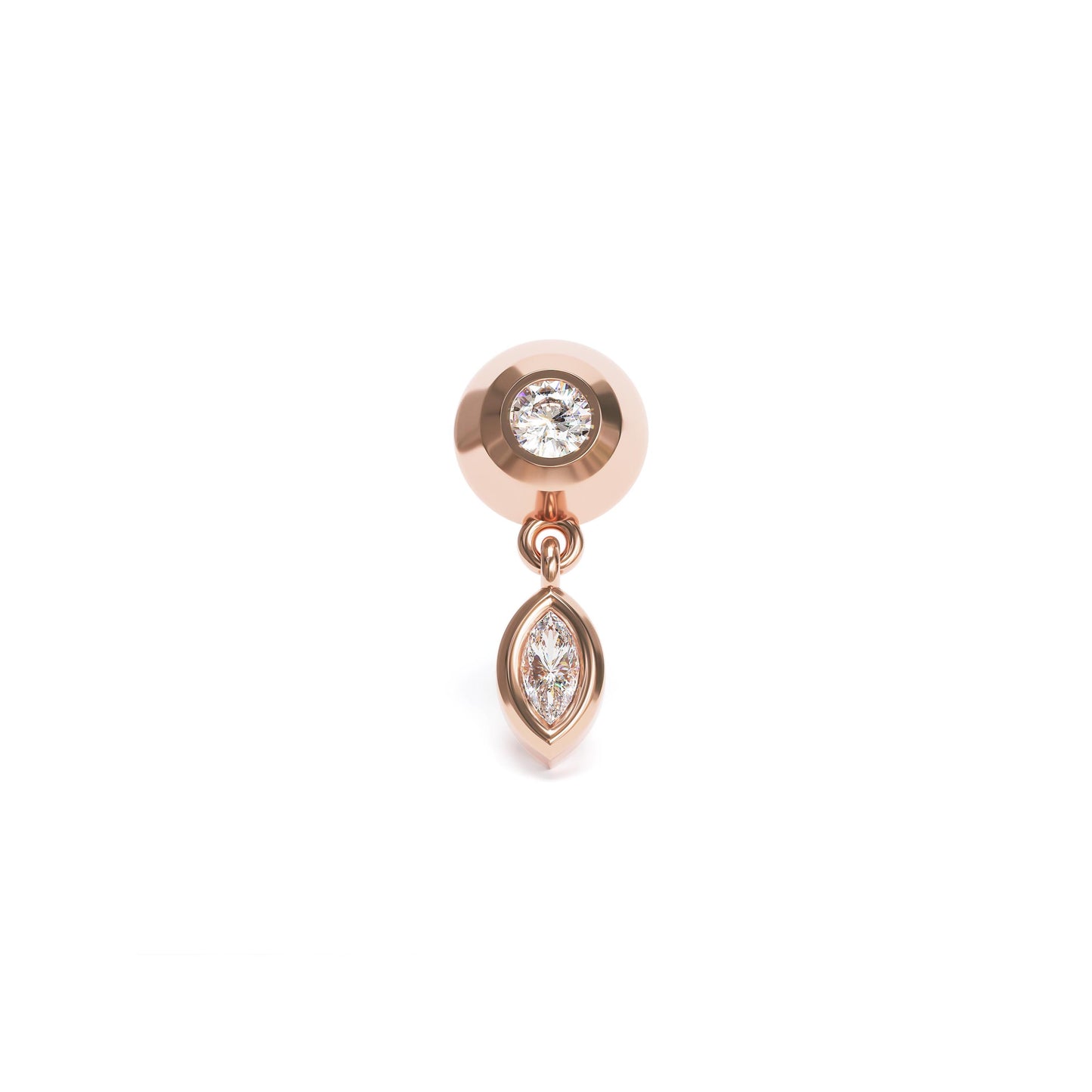 14K Gold Marquise Diamond Dangle Threadless End