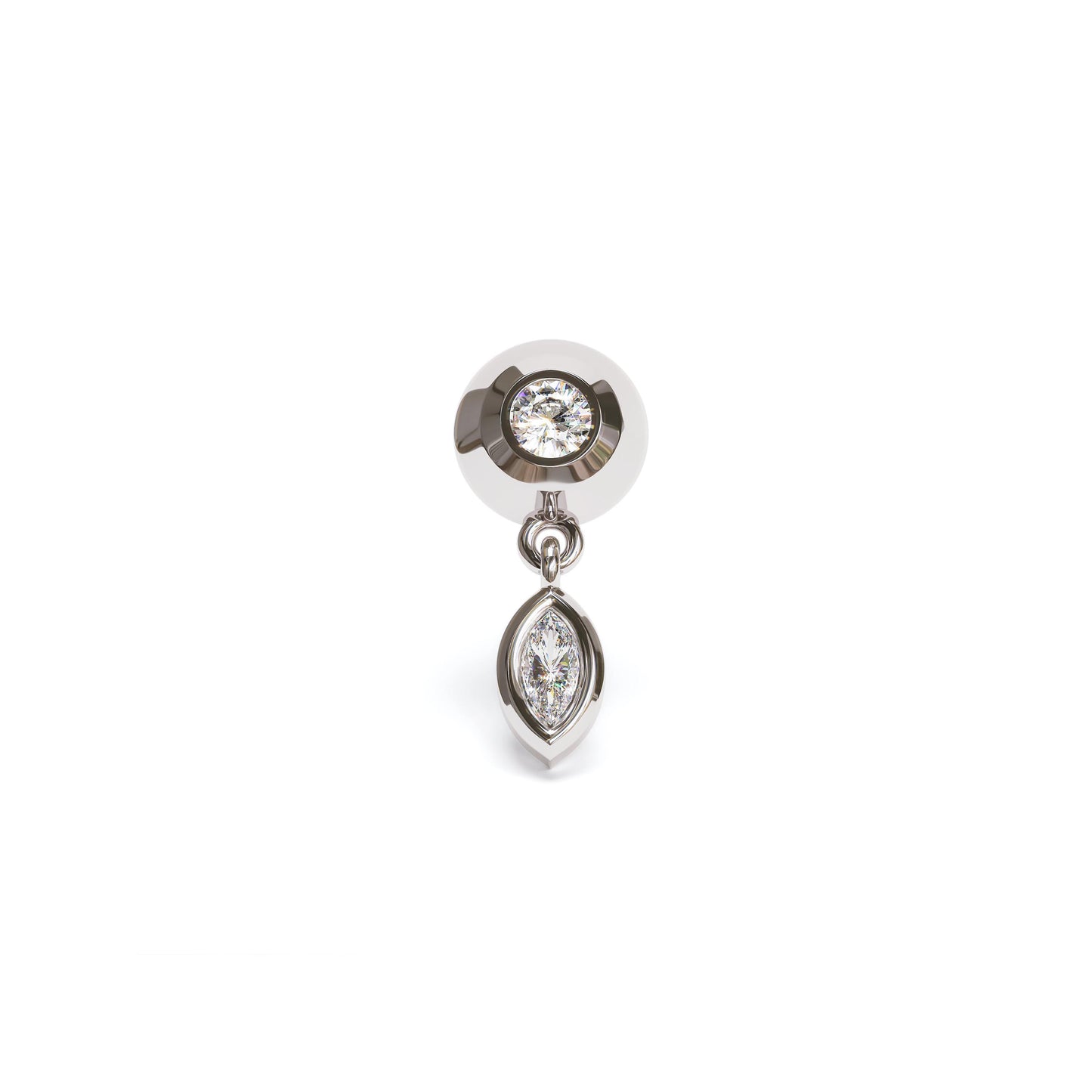 14K Gold Marquise Diamond Dangle Threadless End