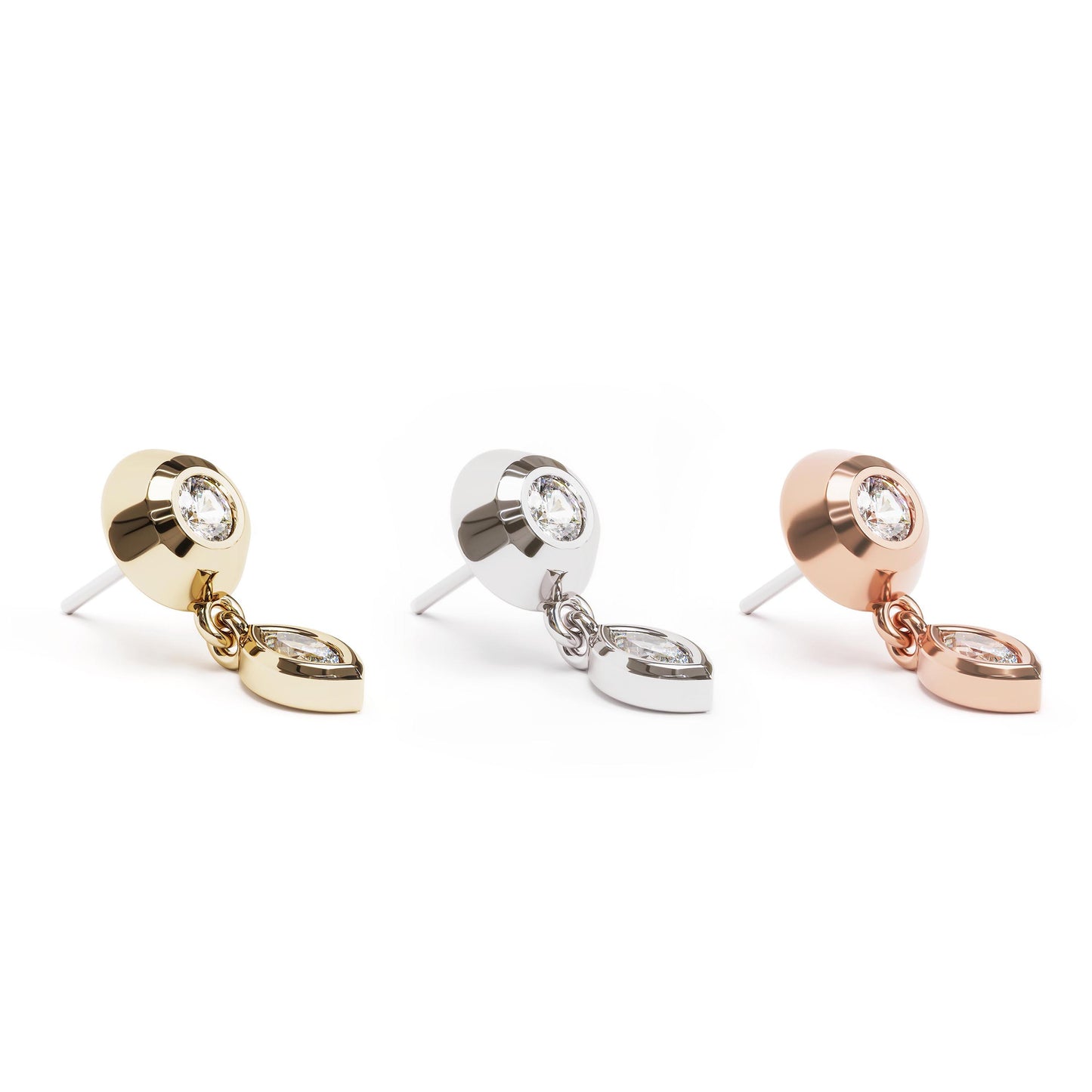 14K Gold Marquise Diamond Dangle Threadless End