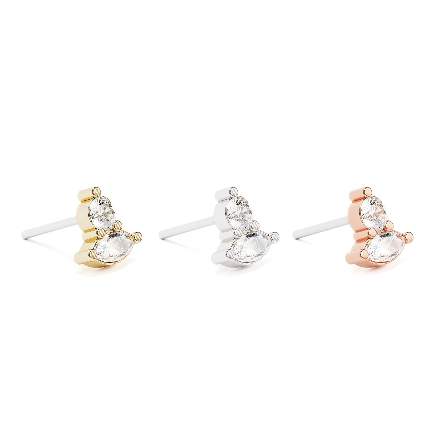 14K Gold Marquise Multi-Shape Diamond Threadless End
