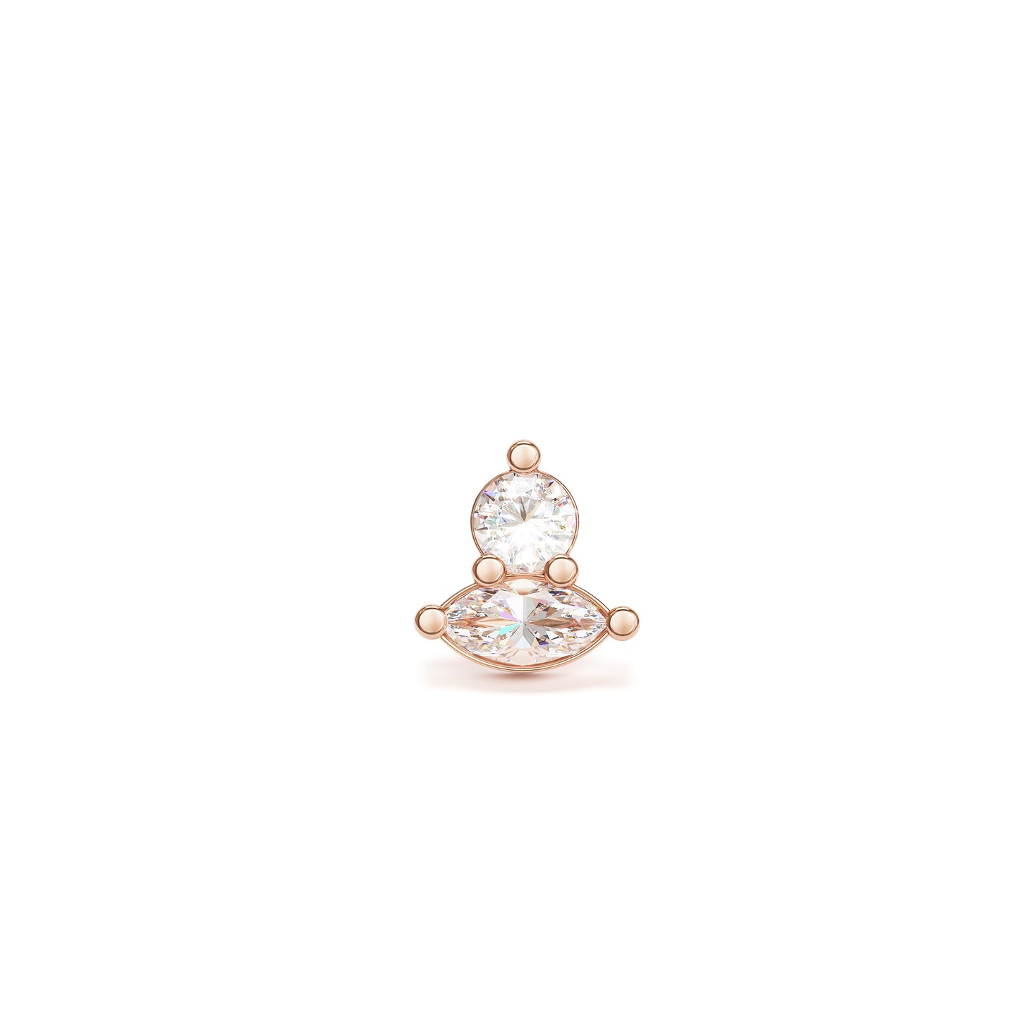 14K Gold Marquise Multi-Shape Diamond Threadless End