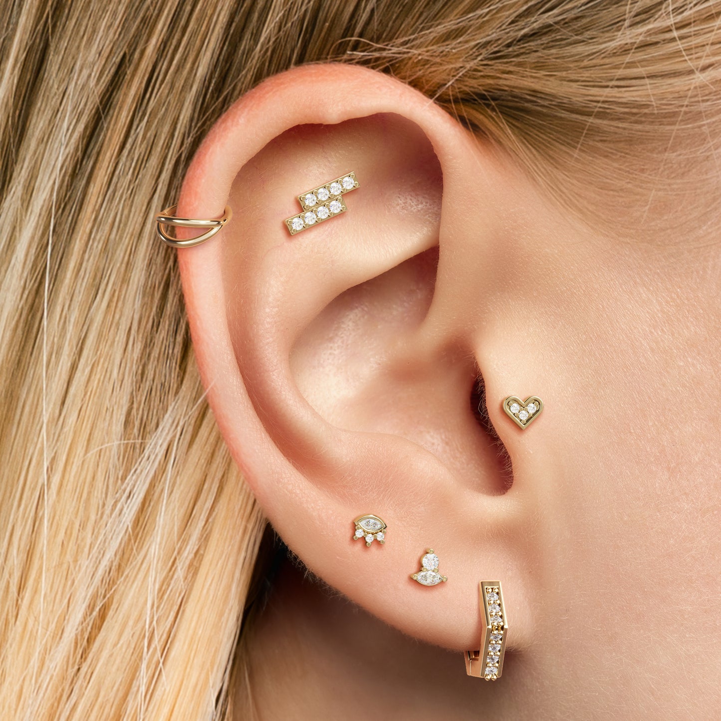 14K Gold Marquise Multi-Shape Diamond Threadless End