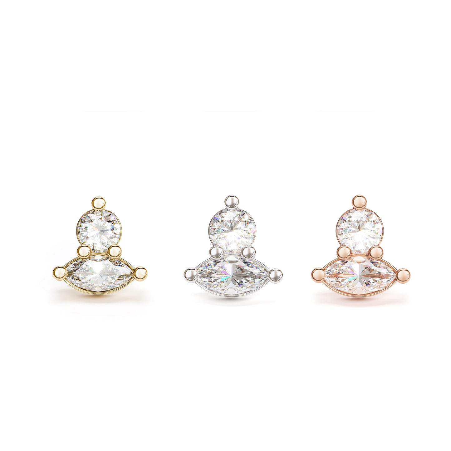 14K Gold Marquise Multi-Shape Diamond Threadless End