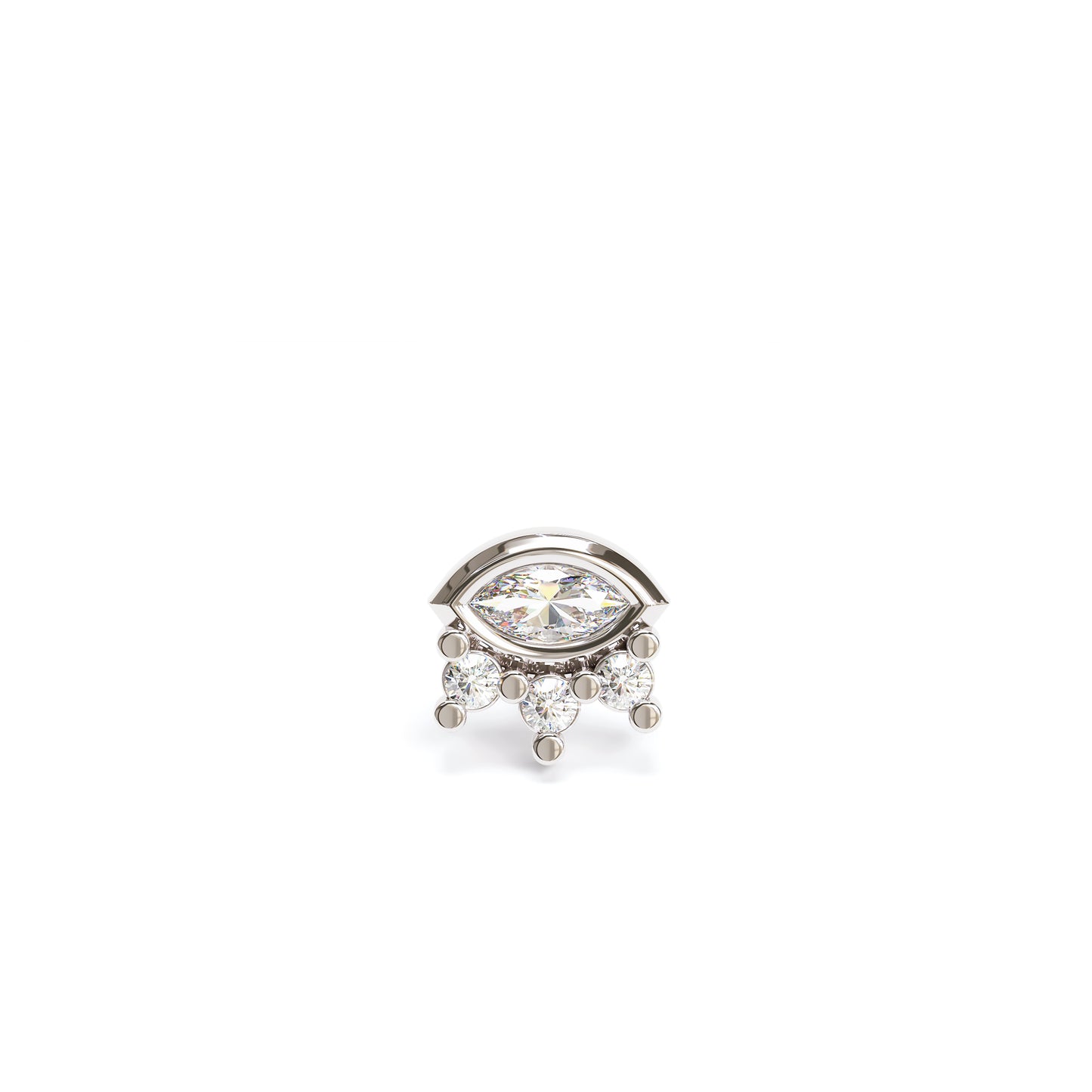 14K Gold Marquise Round Diamond Sunrise Threadless End