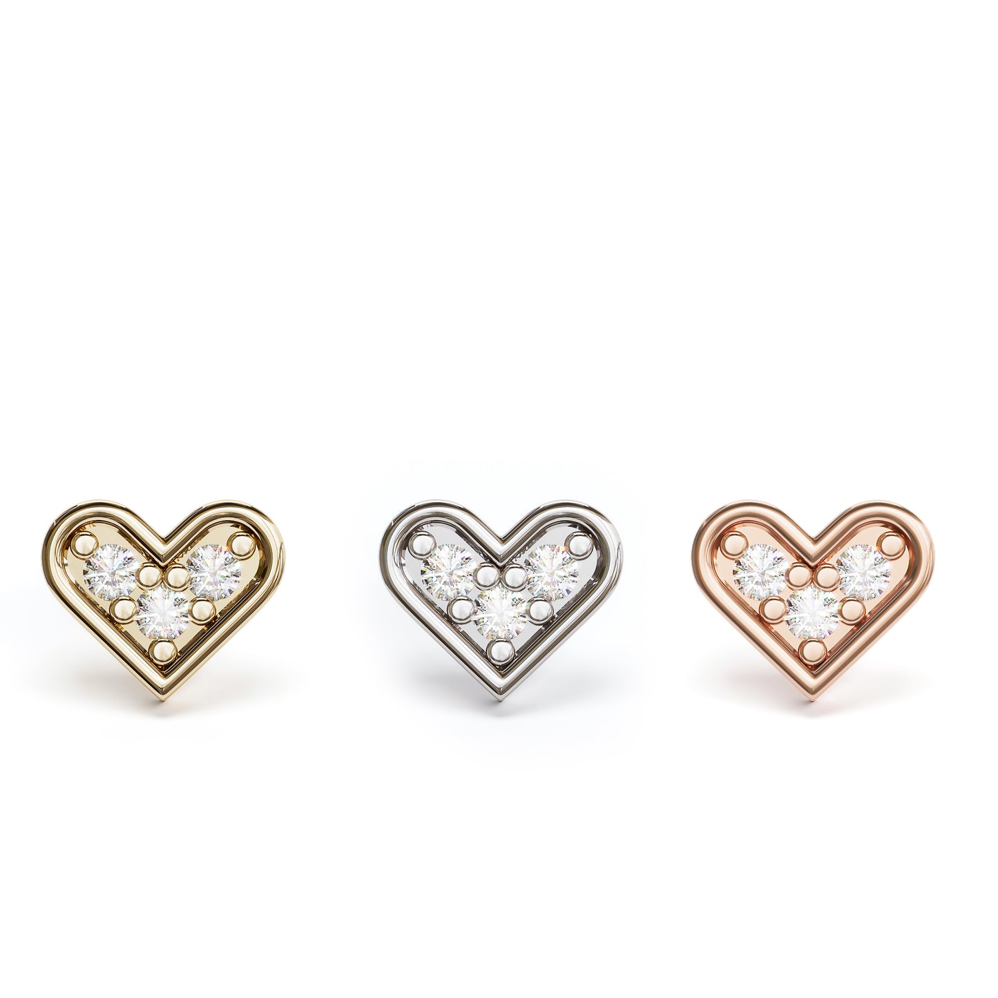 14K Gold Diamond Heart Threadless End