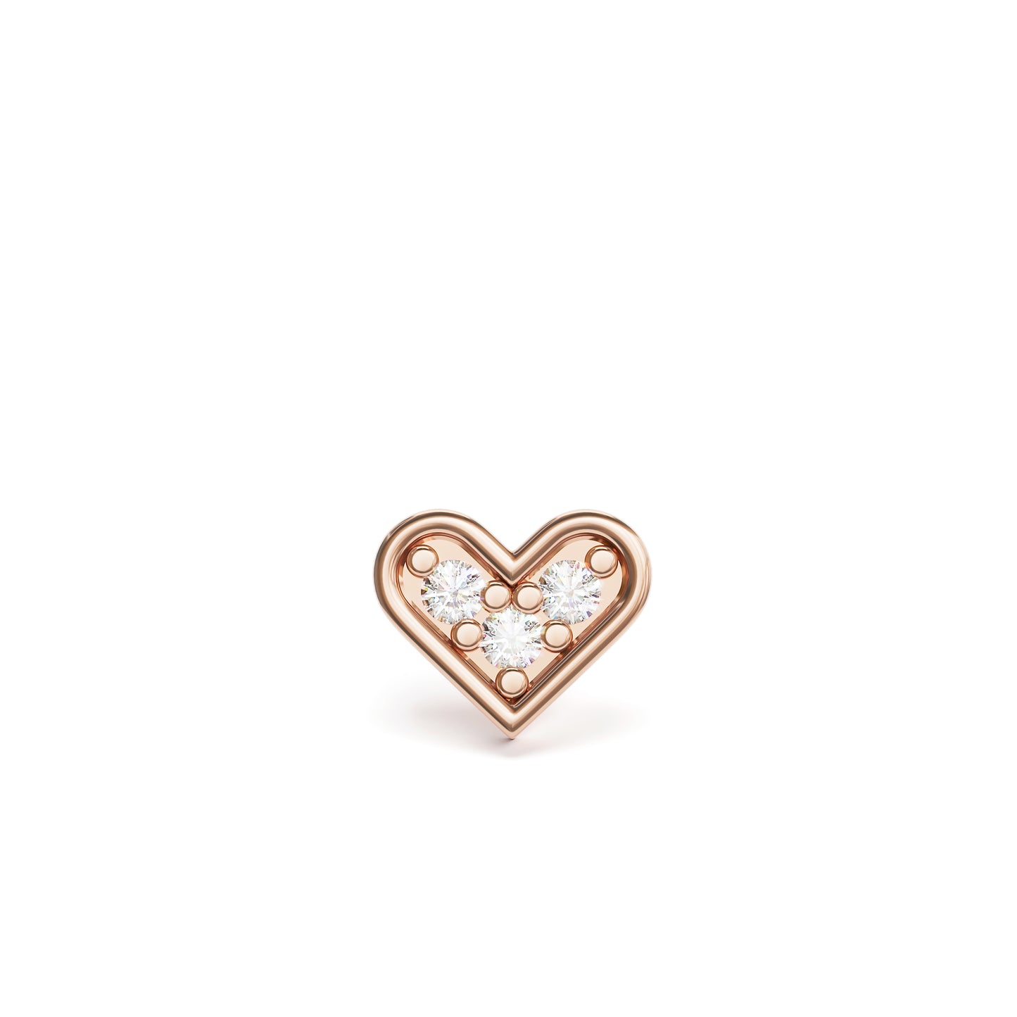 14K Gold Diamond Heart Threadless End