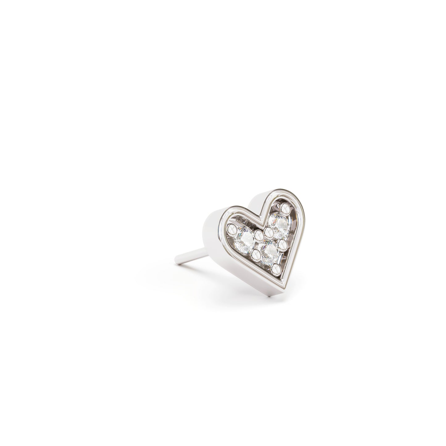 14K Gold Diamond Heart Threadless End