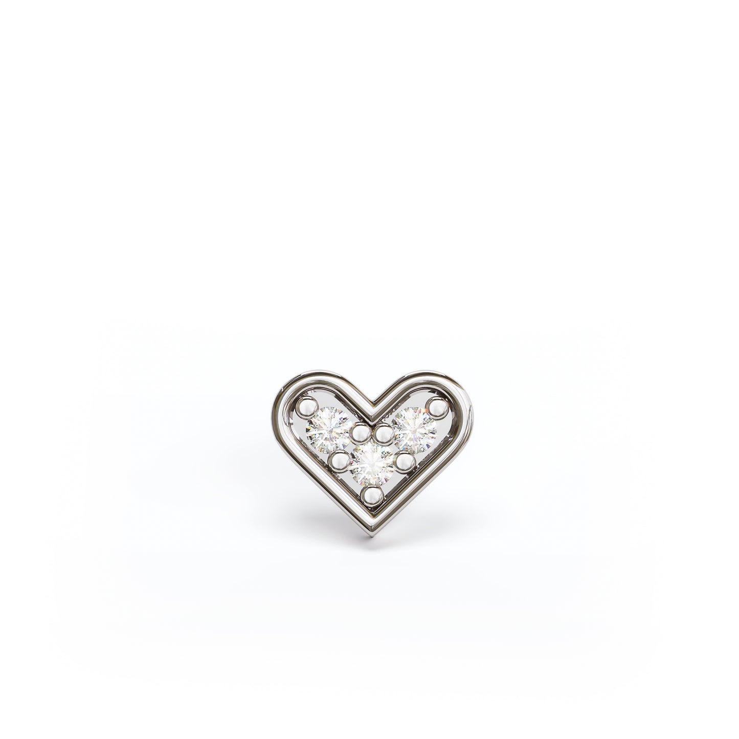 14K Gold Diamond Heart Threadless End