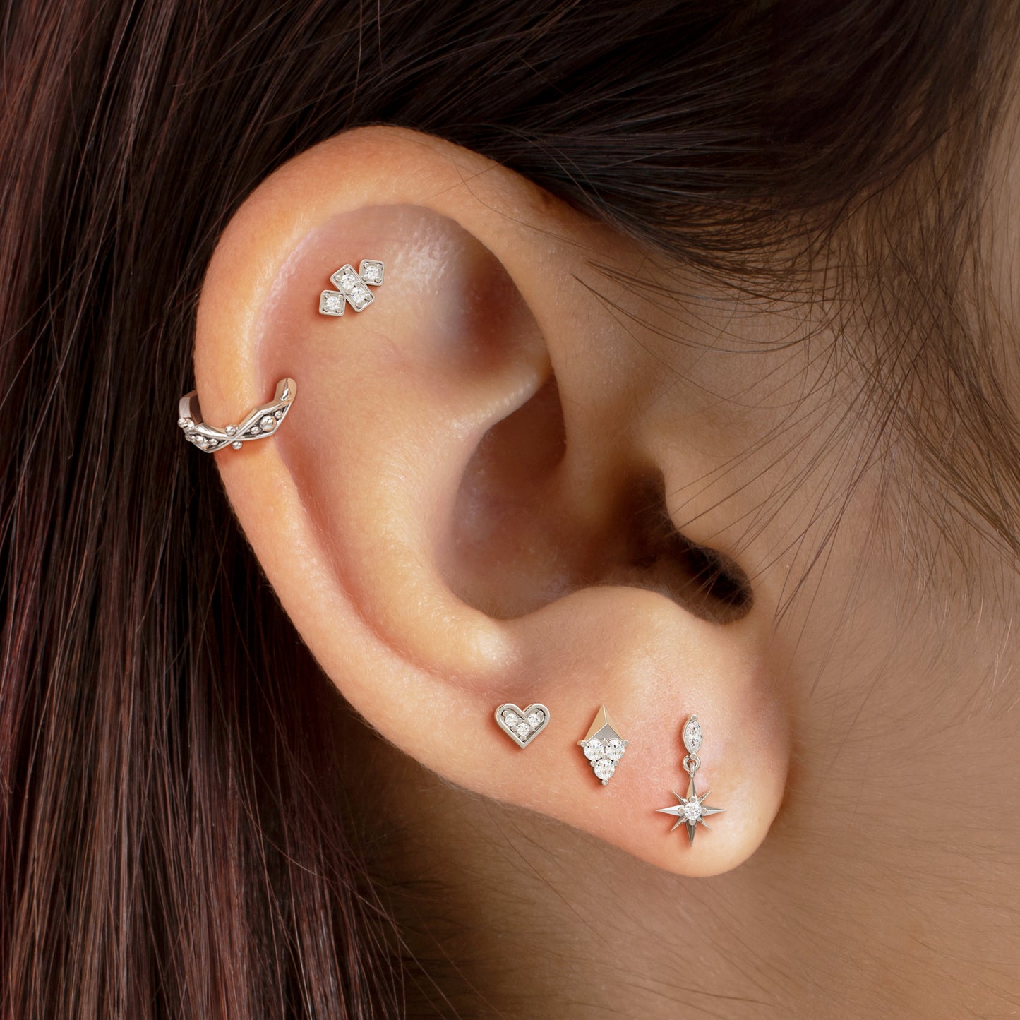14K Gold Diamond Heart Threadless End