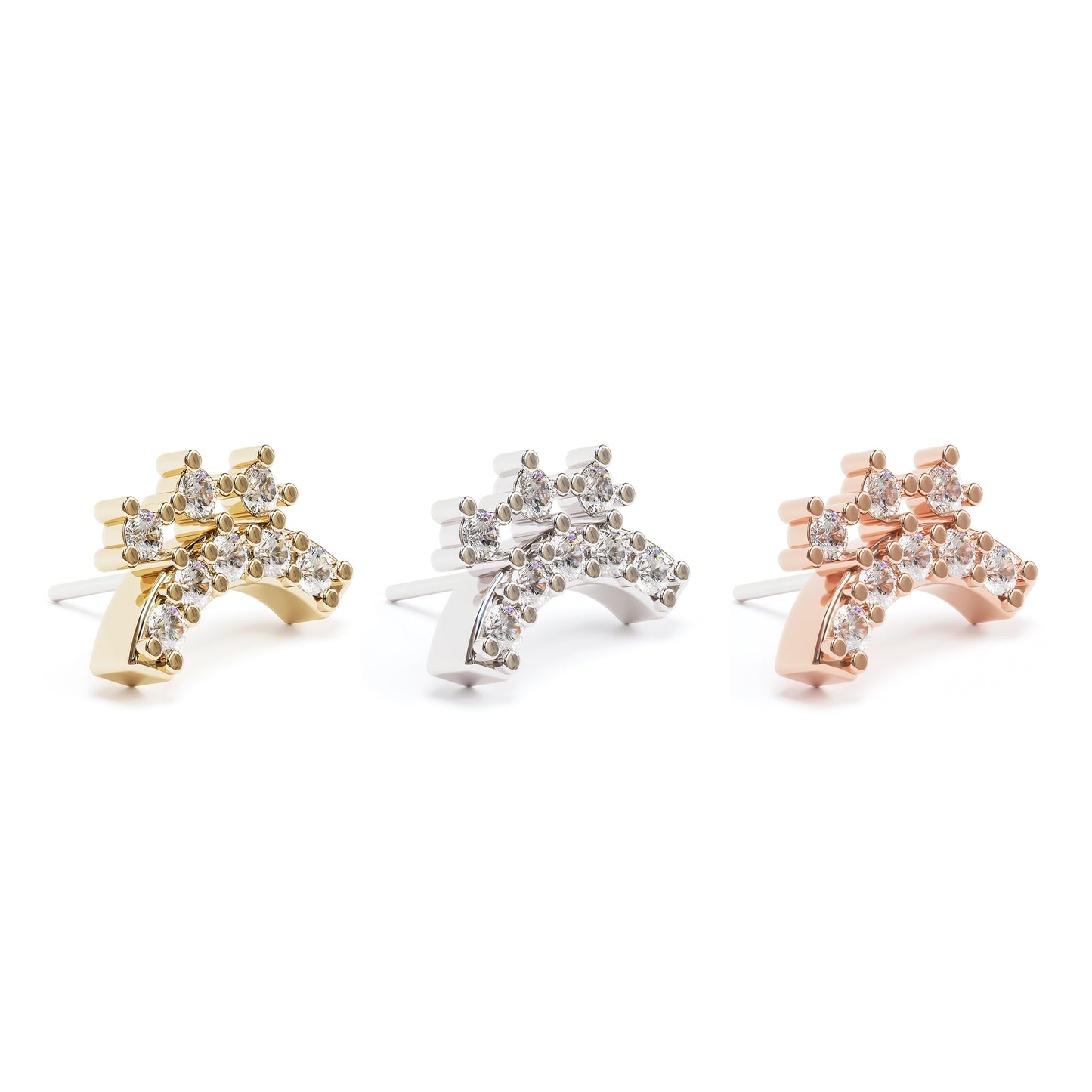 14K Gold Diamond Curved Threadless End