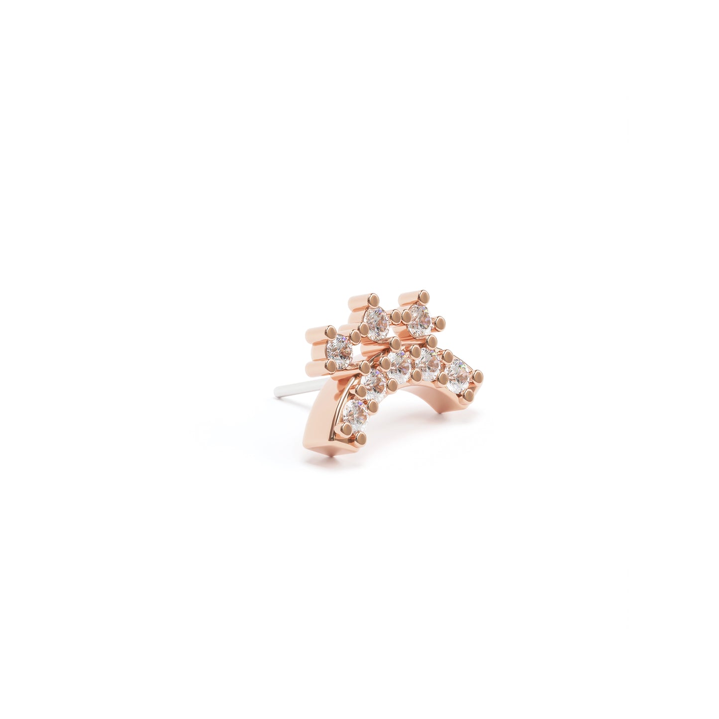 14K Gold Diamond Curved Threadless End