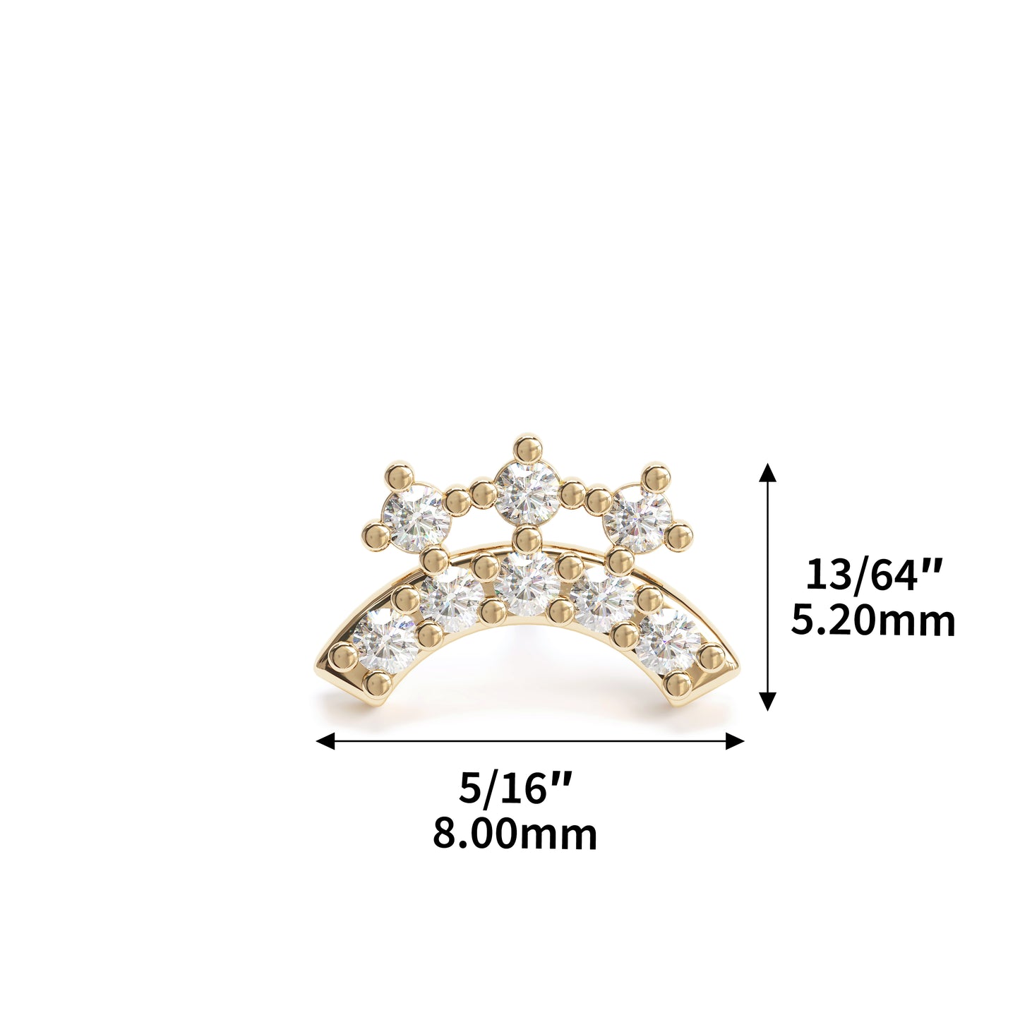 14K Gold Diamond Curved Threadless End